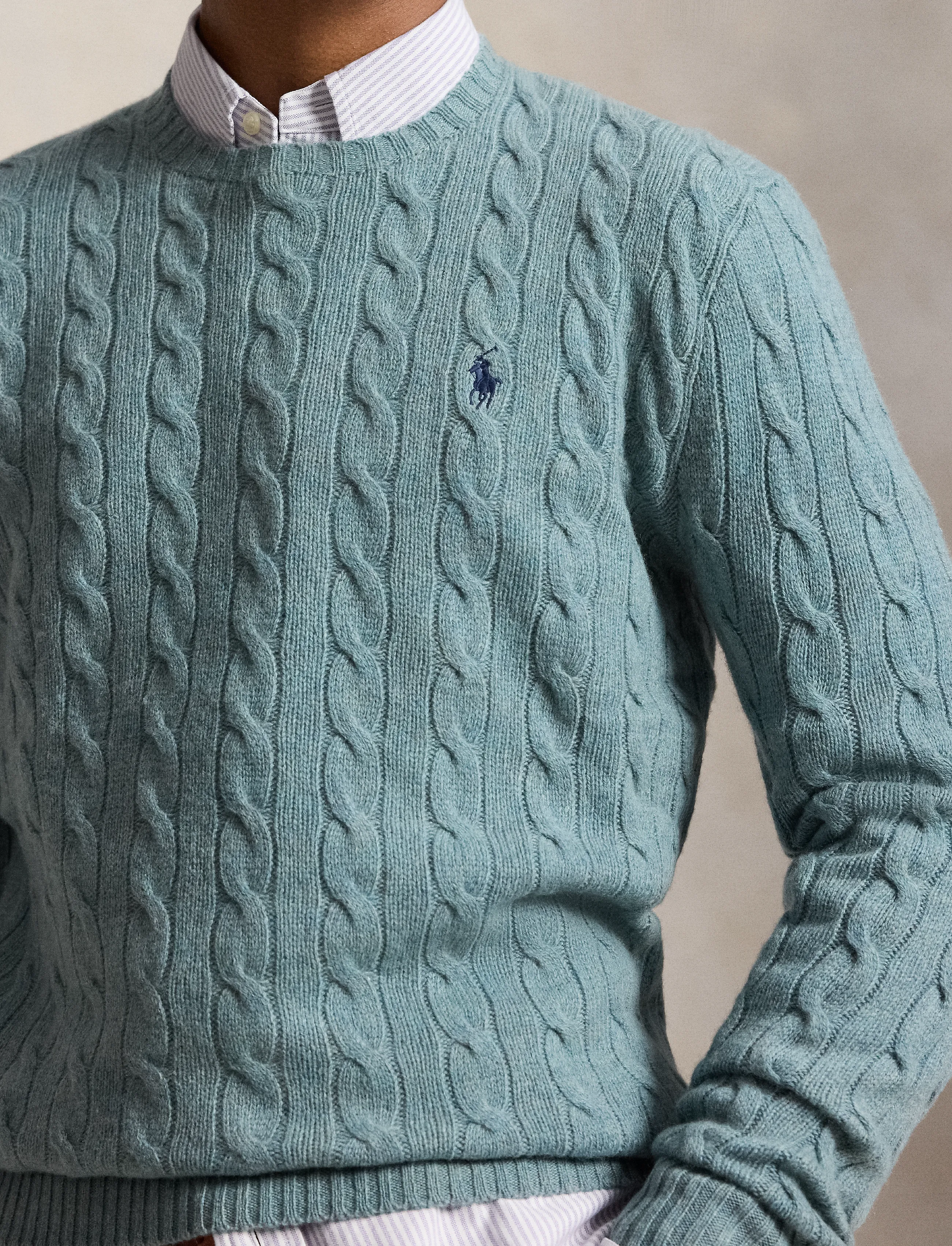 Polo Ralph Lauren - Cable-Knit Wool-Cashmere Sweater - rundhalsad - turquoise jay hea - 4