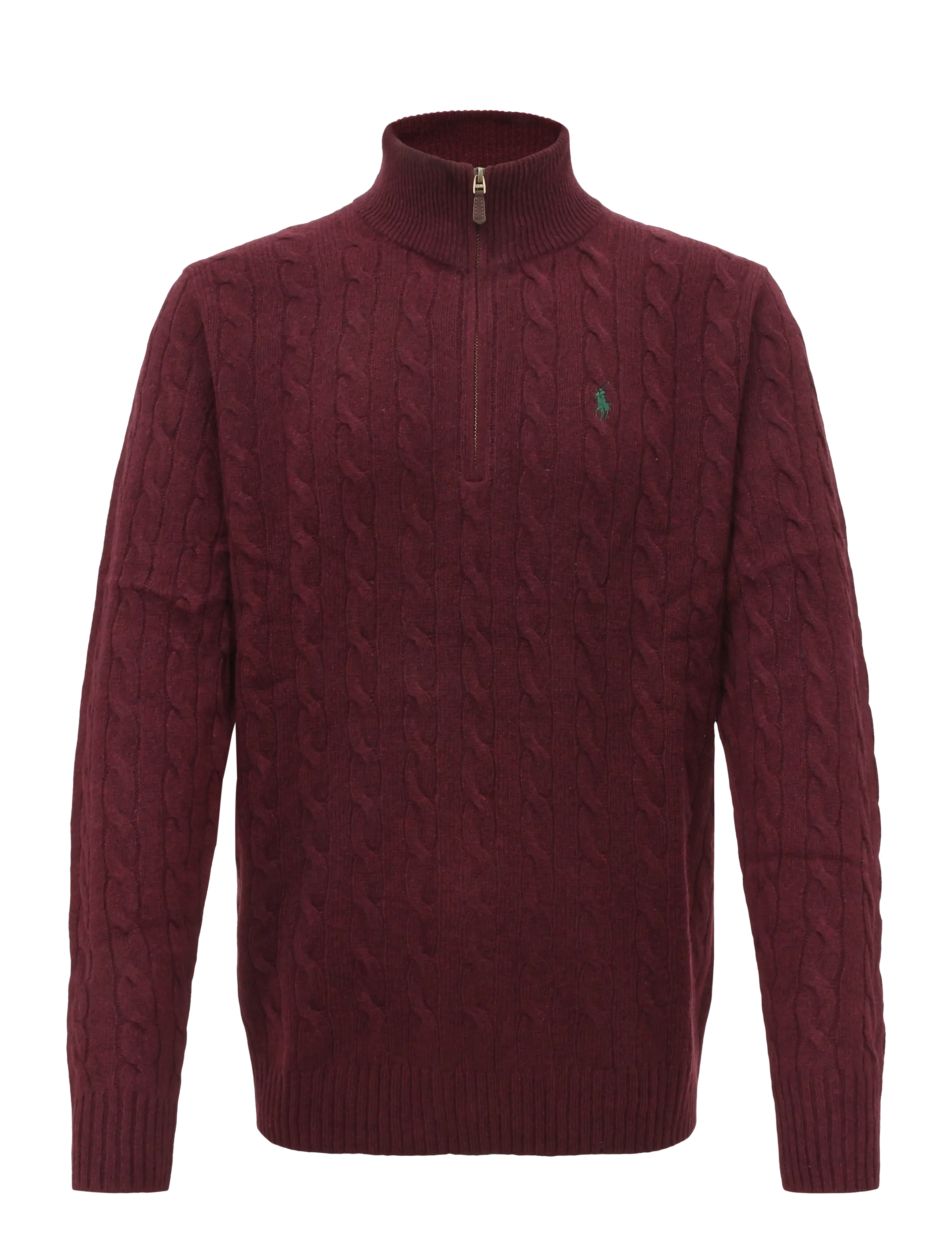 Polo Ralph Lauren Cable-Knit Quarter-Zip Sweater - Knitwear - AGED WINE HEATHER / burgundy