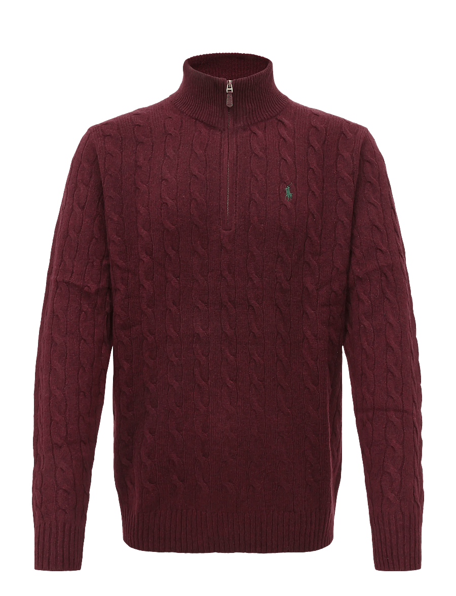 Polo Ralph Lauren - Cable-Knit Quarter-Zip Sweater - half zip jumpers - aged wine heather - 0