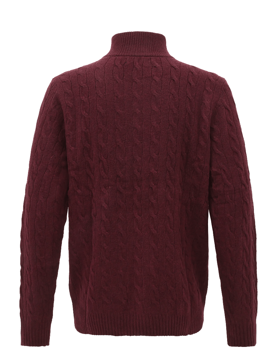 Polo Ralph Lauren - Cable-Knit Quarter-Zip Sweater - half zip jumpers - aged wine heather - 1