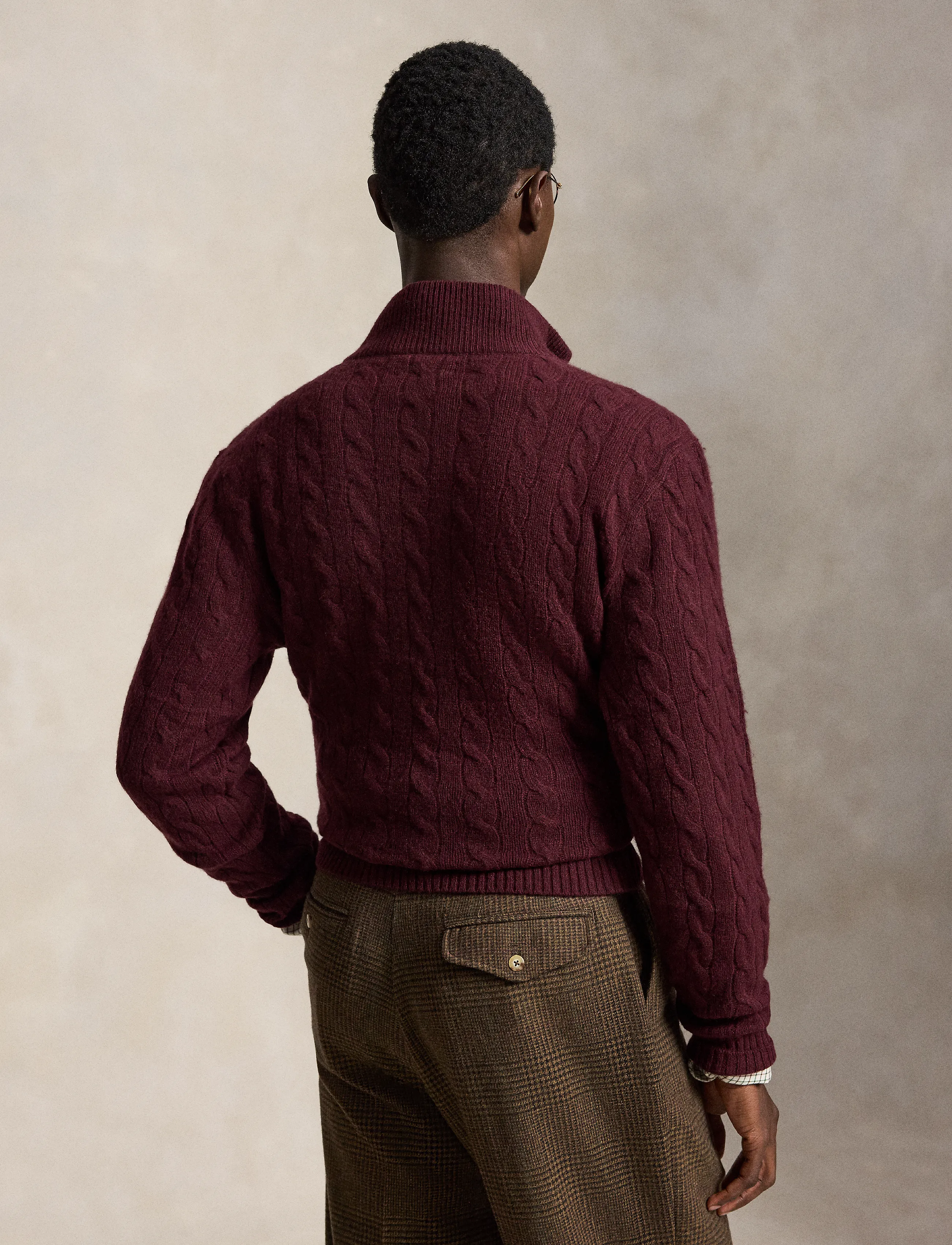 Polo Ralph Lauren - Cable-Knit Quarter-Zip Sweater - half zip jumpers - aged wine heather - 2