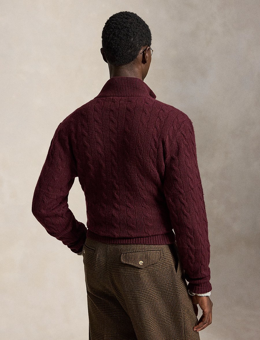 Polo Ralph Lauren - Cable-Knit Quarter-Zip Sweater - half zip jumpers - aged wine heather - 2