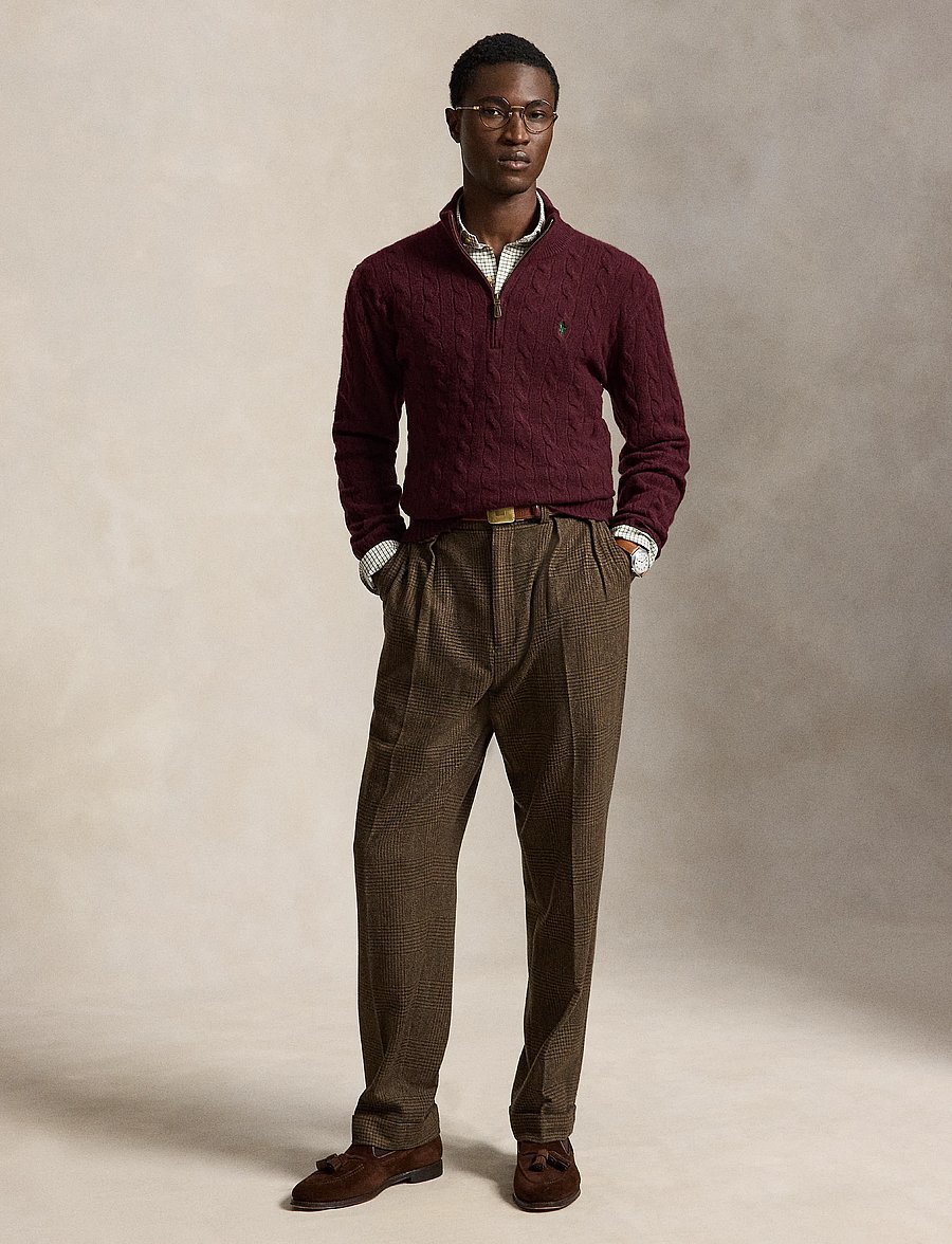 Polo Ralph Lauren - Cable-Knit Quarter-Zip Sweater - half zip jumpers - aged wine heather - 4