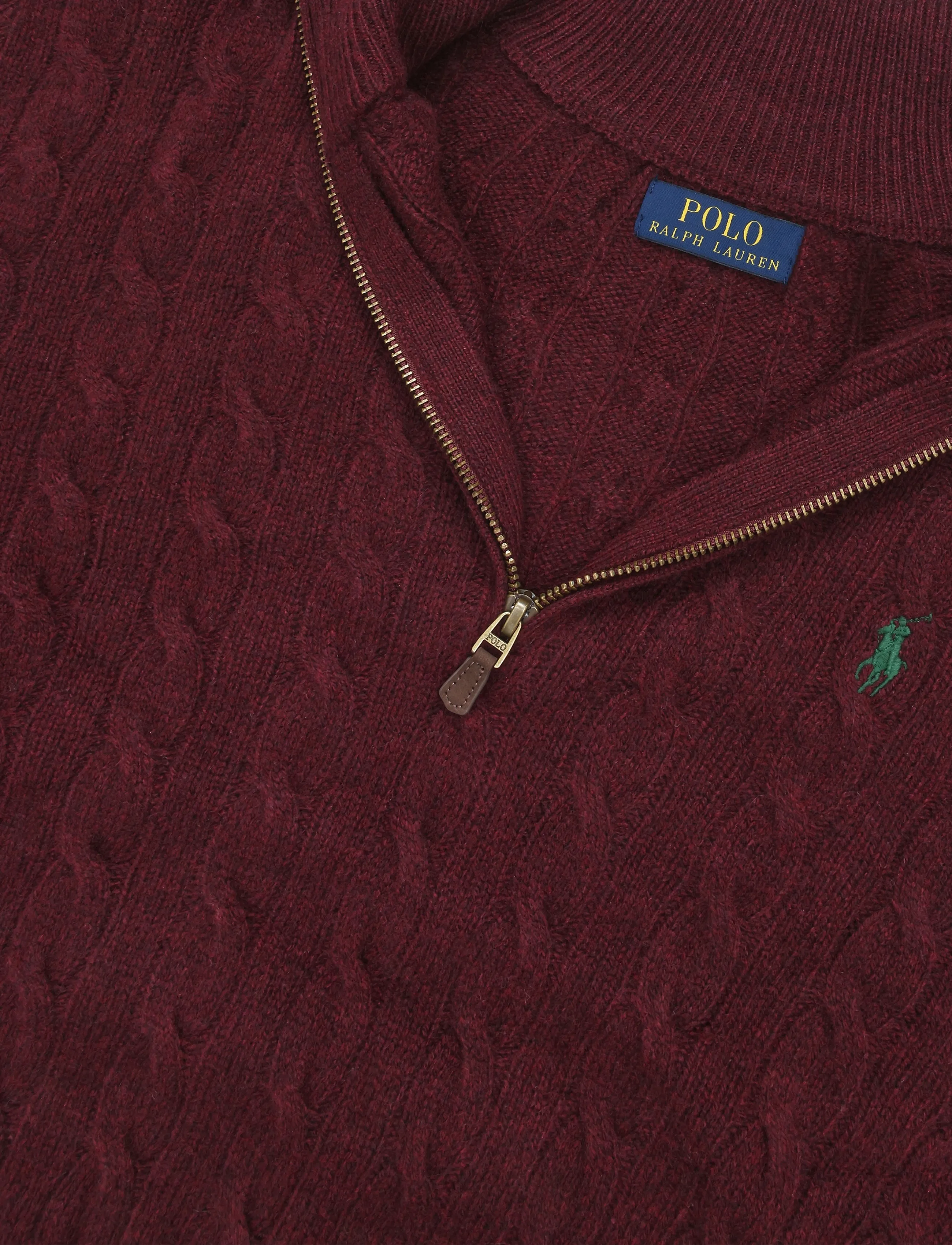 Polo Ralph Lauren - Cable-Knit Quarter-Zip Sweater - half zip jumpers - aged wine heather - 5