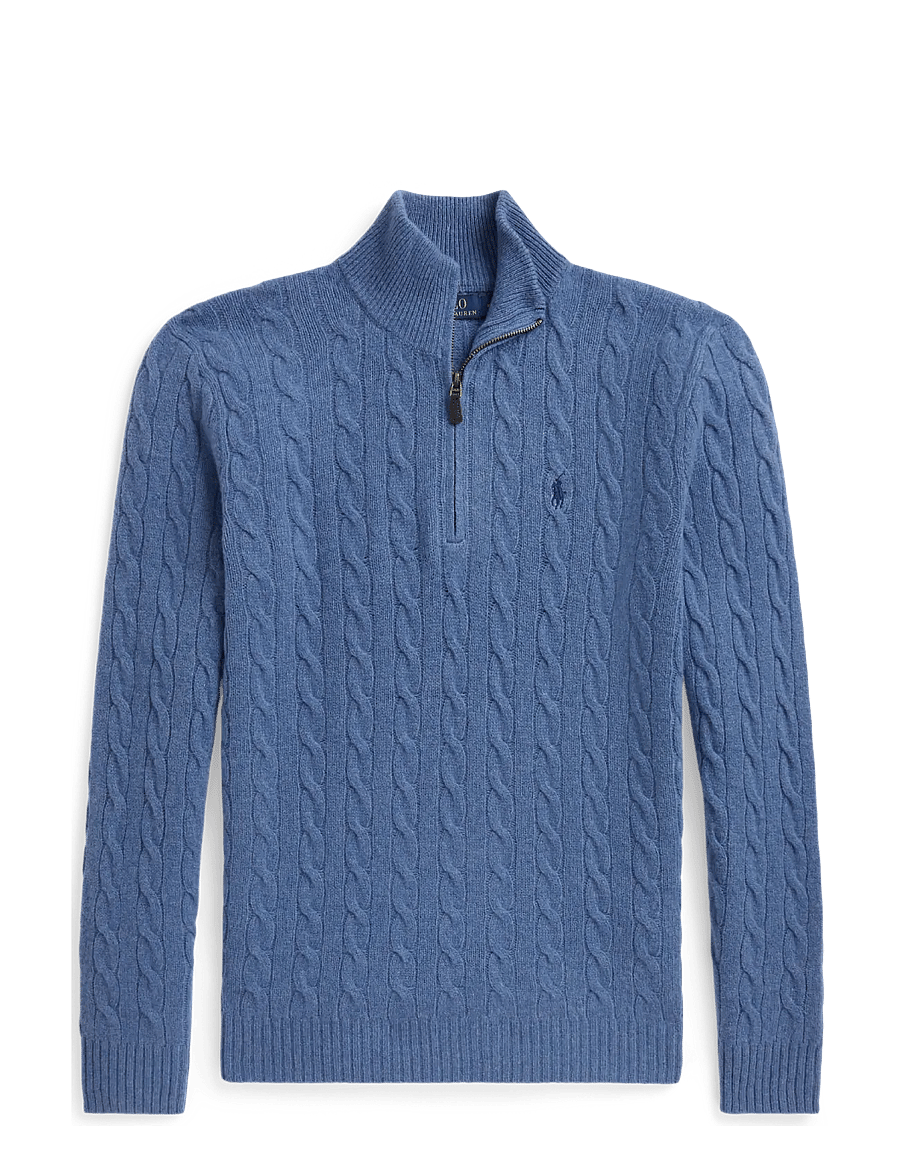Polo Ralph Lauren - Cable-Knit Quarter-Zip Sweater - half zip jumpers - blue borage heath - 1