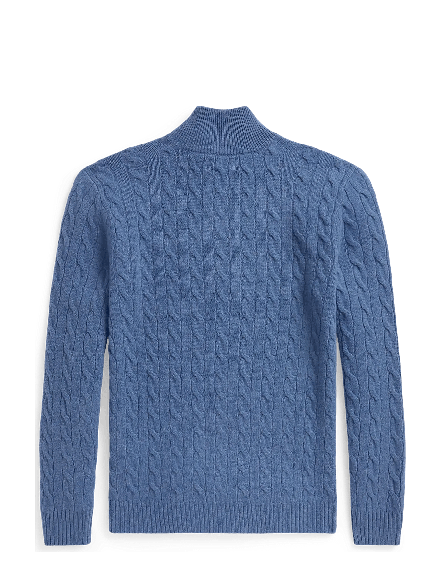 Polo Ralph Lauren - Cable-Knit Quarter-Zip Sweater - half zip jumpers - blue borage heath - 2