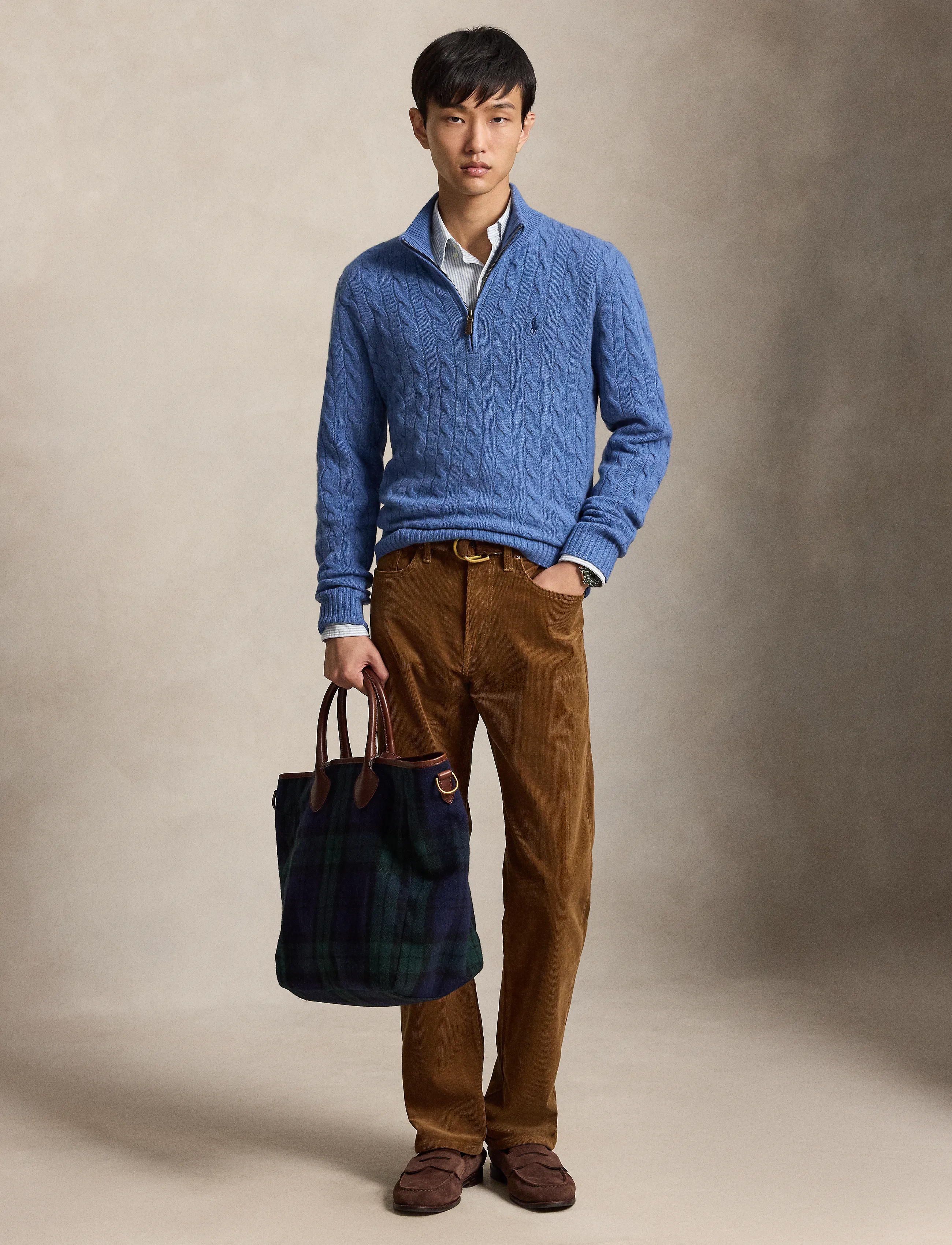 Polo Ralph Lauren - Cable-Knit Quarter-Zip Sweater - blue borage heath - 4