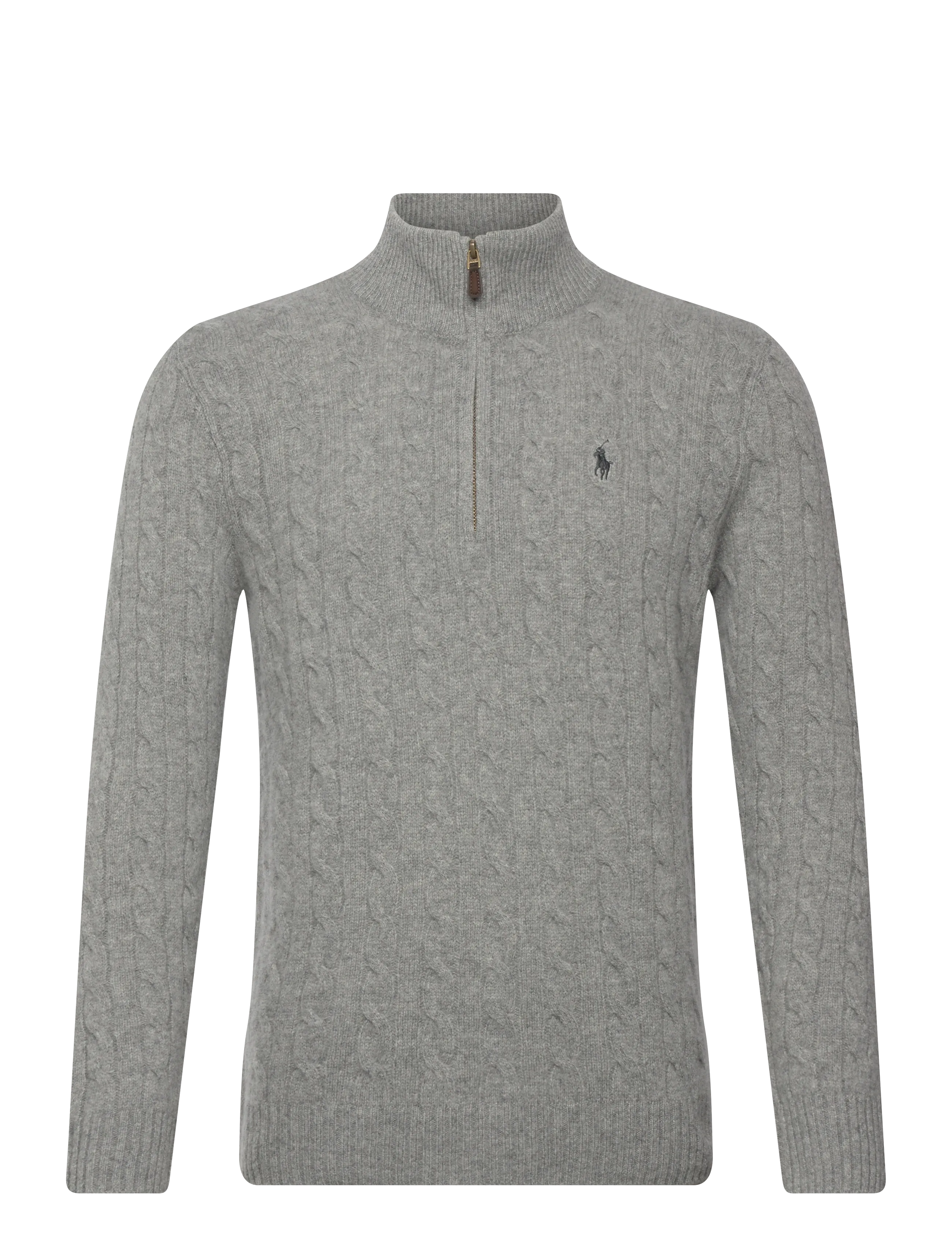 Cable-Knit Wool-Cashmere Sweater - FAWN GREY HEATHER