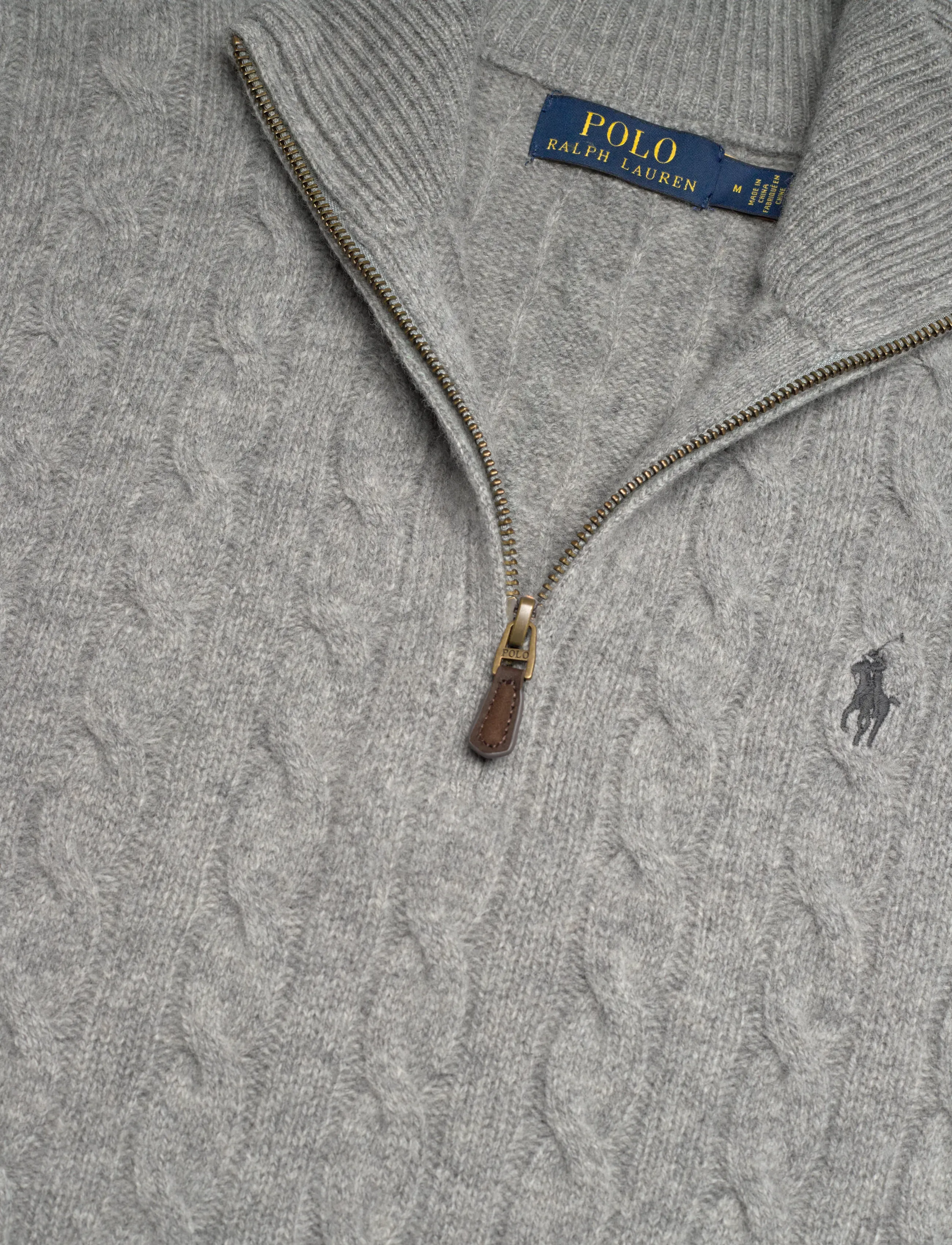 Polo Ralph Lauren - Cable-Knit Quarter-Zip Sweater - fawn grey heather - 2