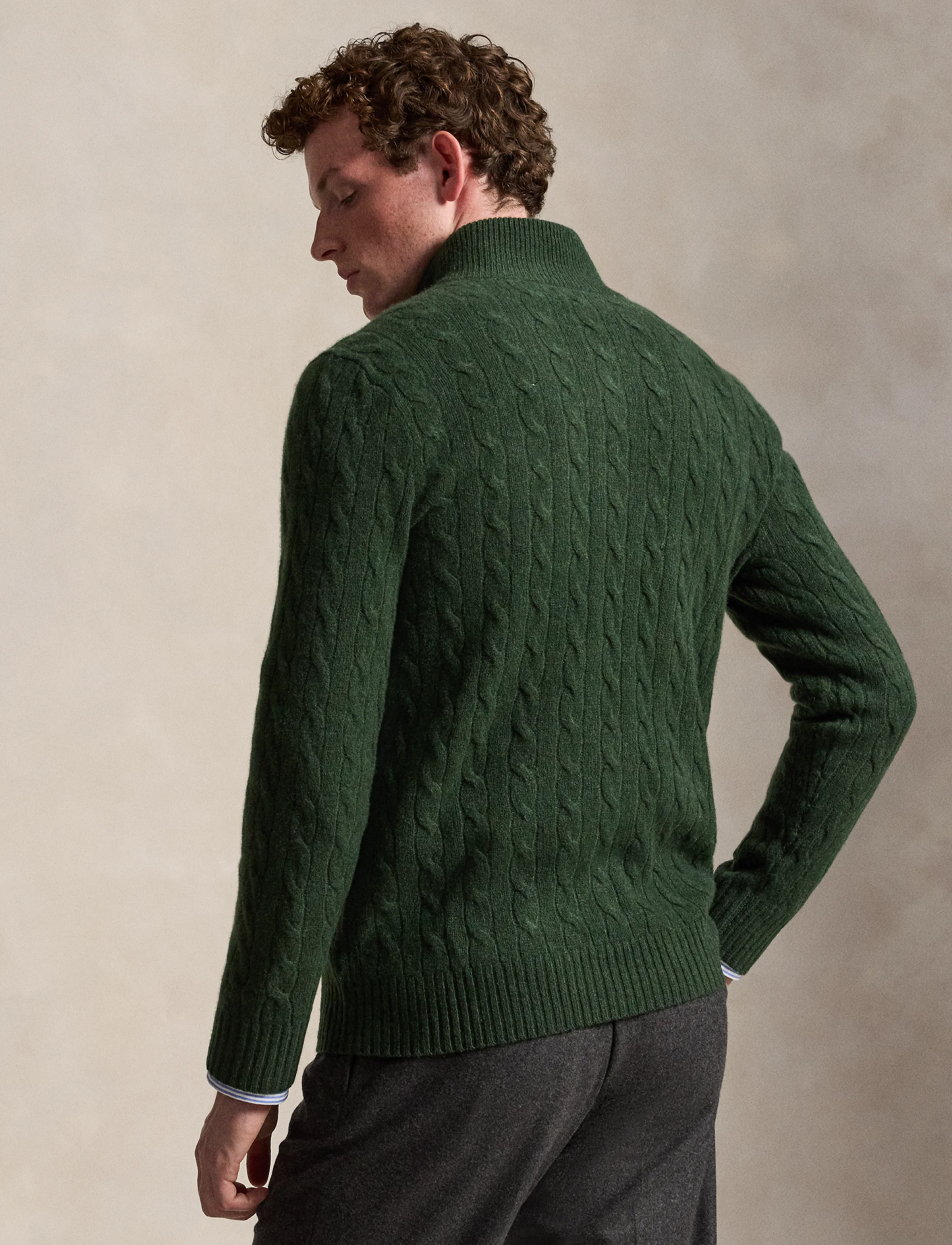 Polo Ralph Lauren - Cable-Knit Quarter-Zip Sweater - lodgepole pine he - 3