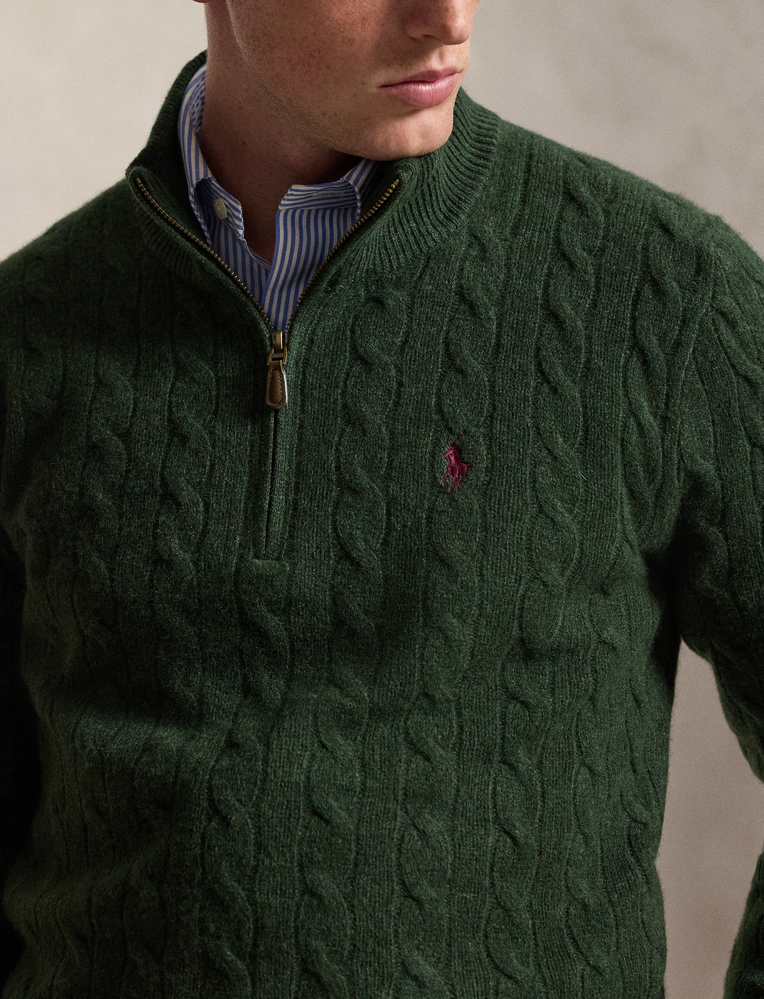 Polo Ralph Lauren - Cable-Knit Quarter-Zip Sweater - lodgepole pine he - 4