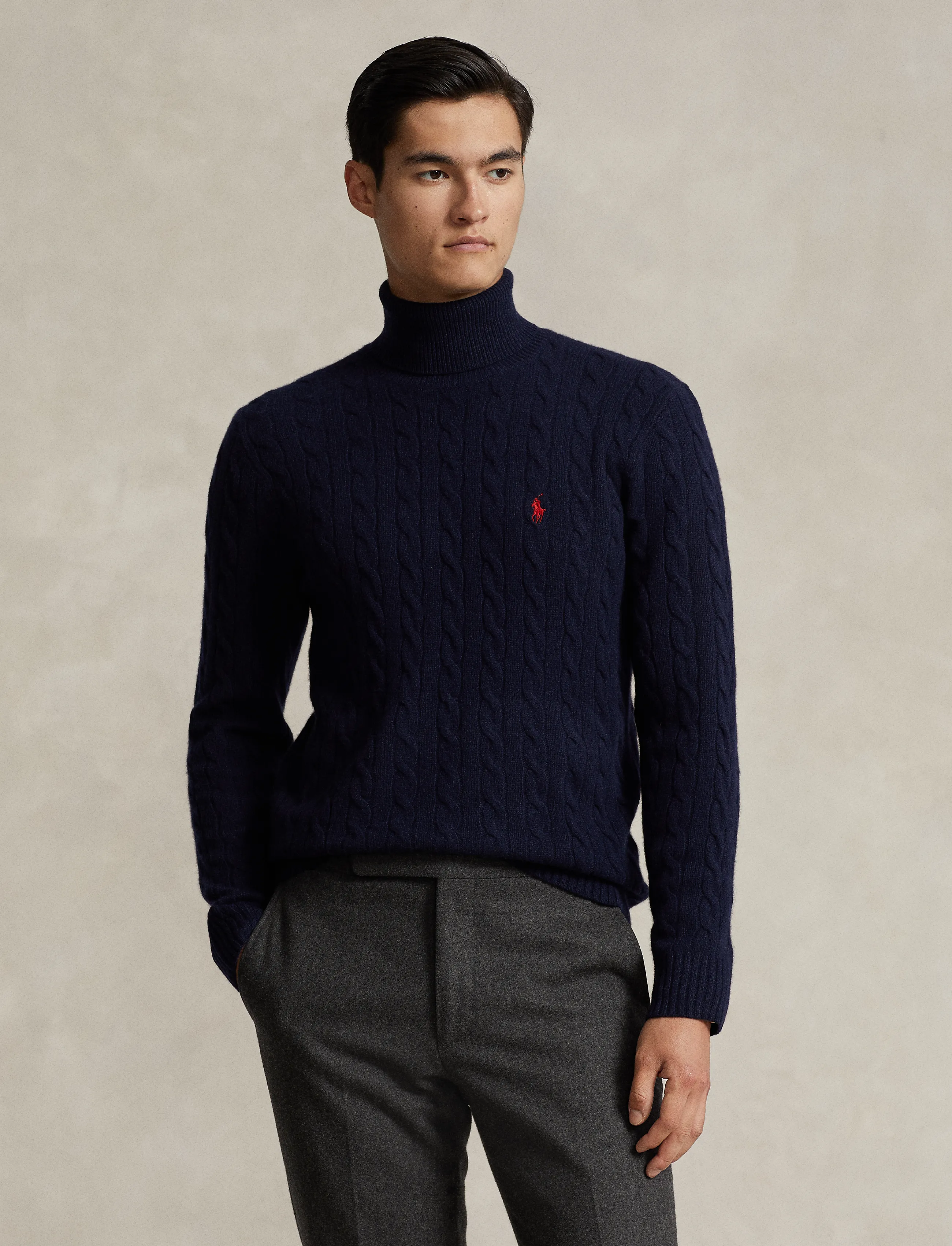 Polo Ralph Lauren Cable Wool-Cashmere Turtleneck Sweater - Nach Anlass kaufen - HUNTER NAVY / black
