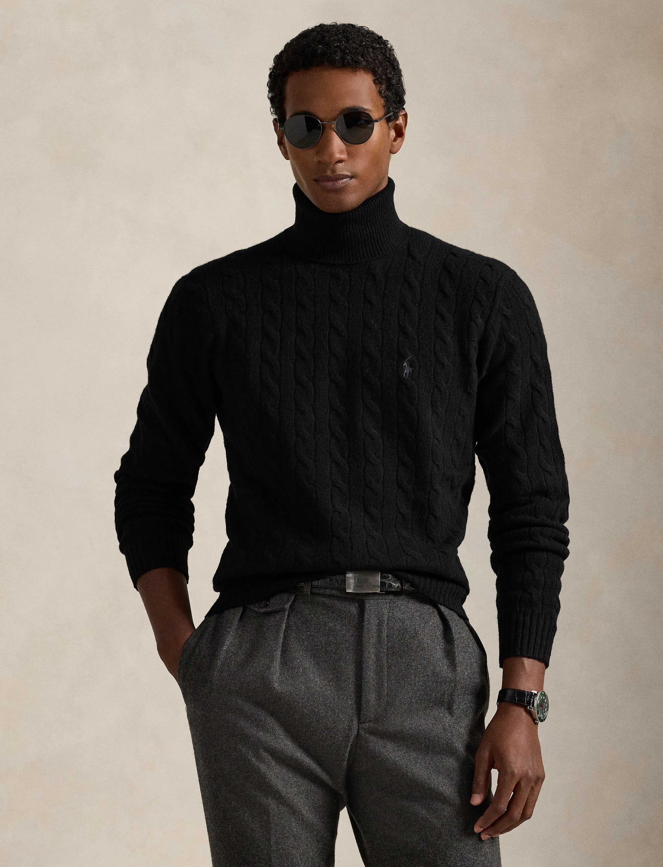 Polo Ralph Lauren - Cable Wool-Cashmere Turtleneck Sweater - rollkragen - polo black - 1