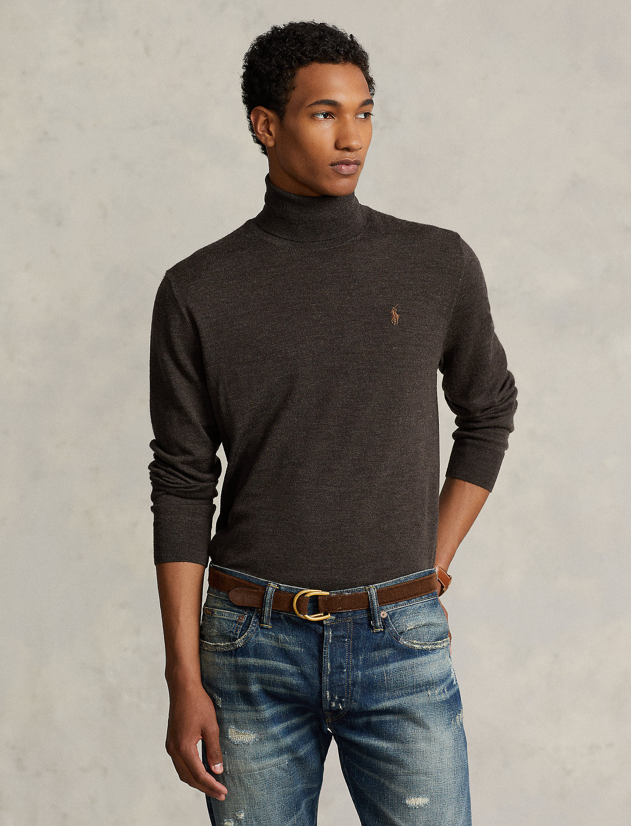 Polo Ralph Lauren - Washable Wool Roll Neck Jumper - golfy - brown heather - 0