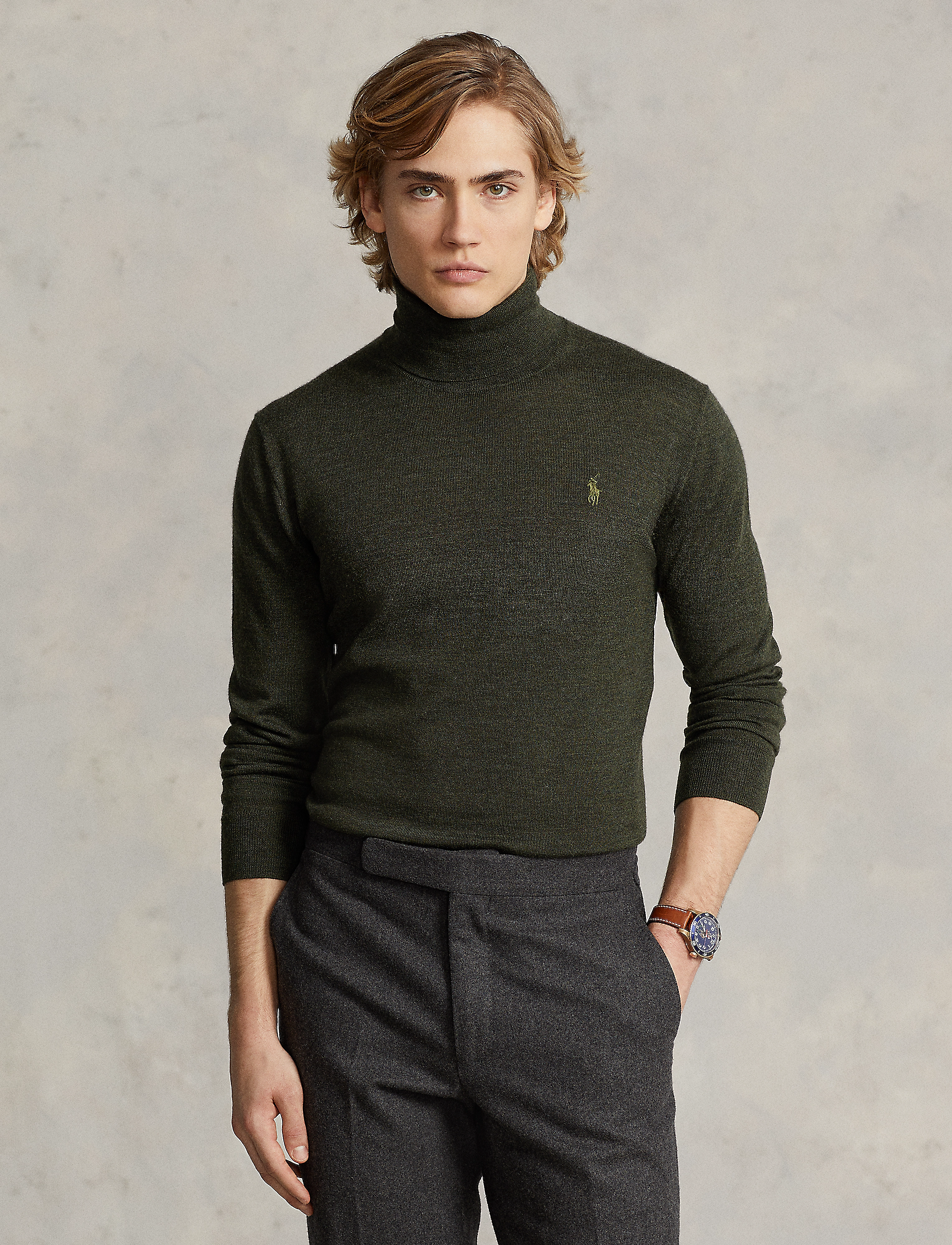 Polo Ralph Lauren - Washable Wool Roll Neck Jumper - olive heather - 2