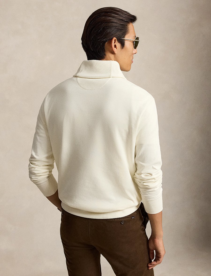 Polo Ralph Lauren - Luxury Jersey Shawl-Collar Pullover - v-kaelusega - pale cream/c8176 - 3