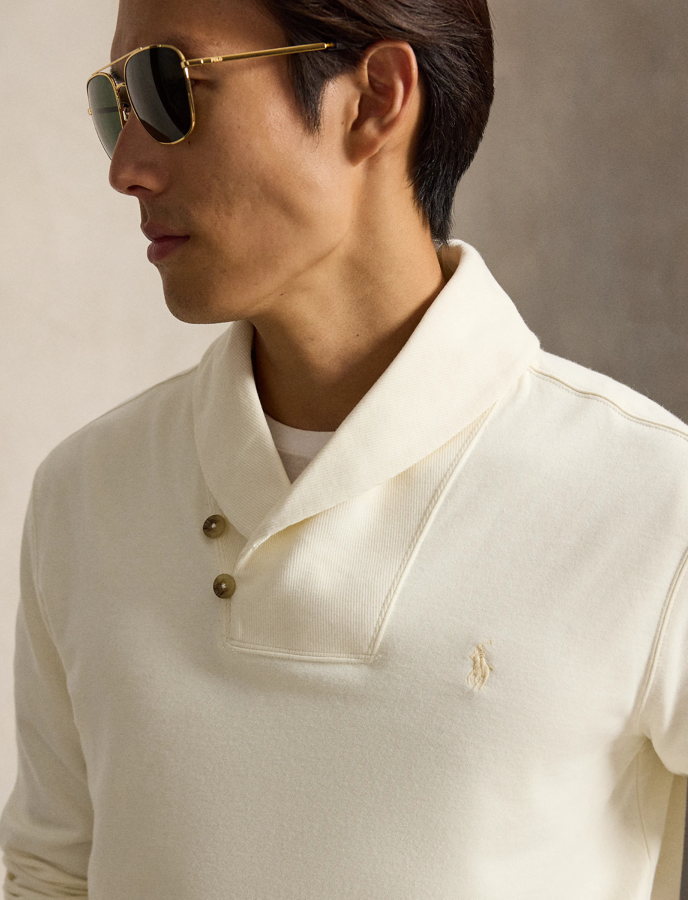 Polo Ralph Lauren - Luxury Jersey Shawl-Collar Pullover - džemperi ar v veida kakla izgriezumu - pale cream/c8176 - 4