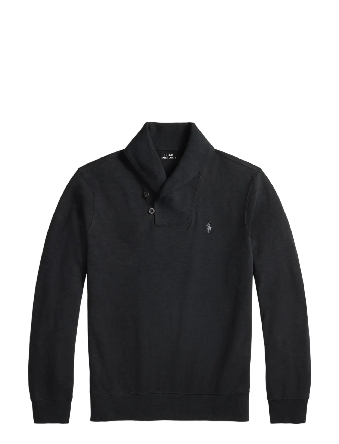 Luxury Jersey Shawl-Collar Pullover - POLO BLACK HEATHE