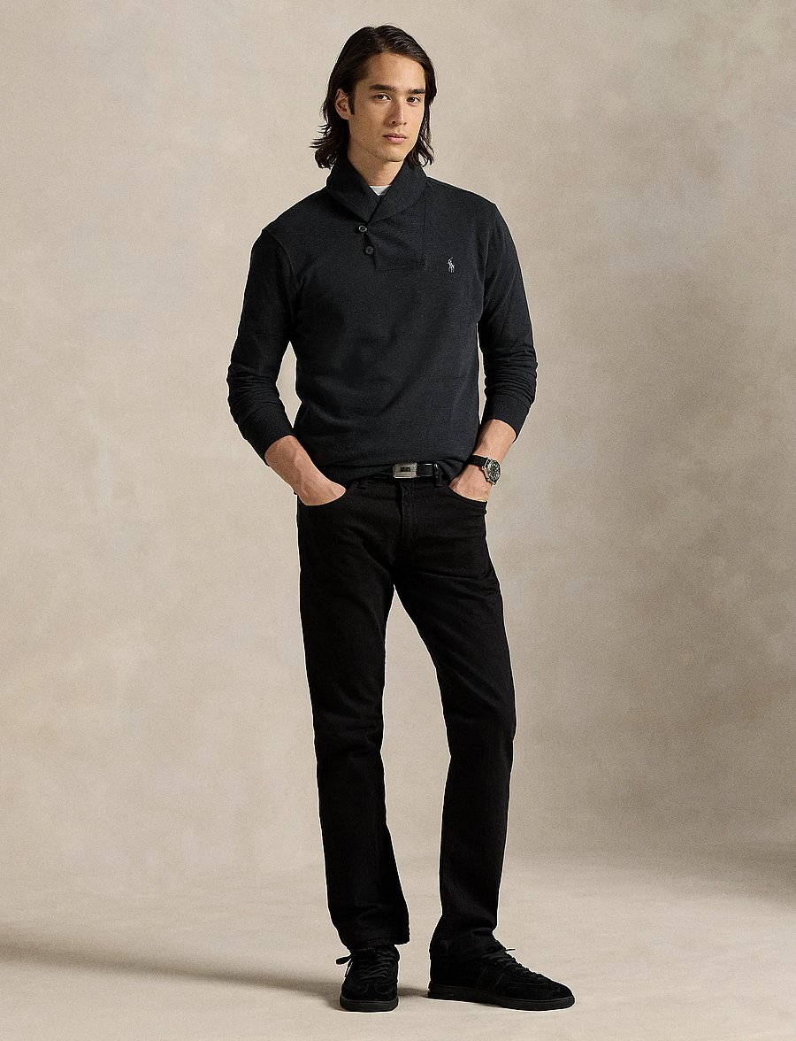 Polo Ralph Lauren - Luxury Jersey Shawl-Collar Pullover - v-ausschnitt - polo black heathe - 0