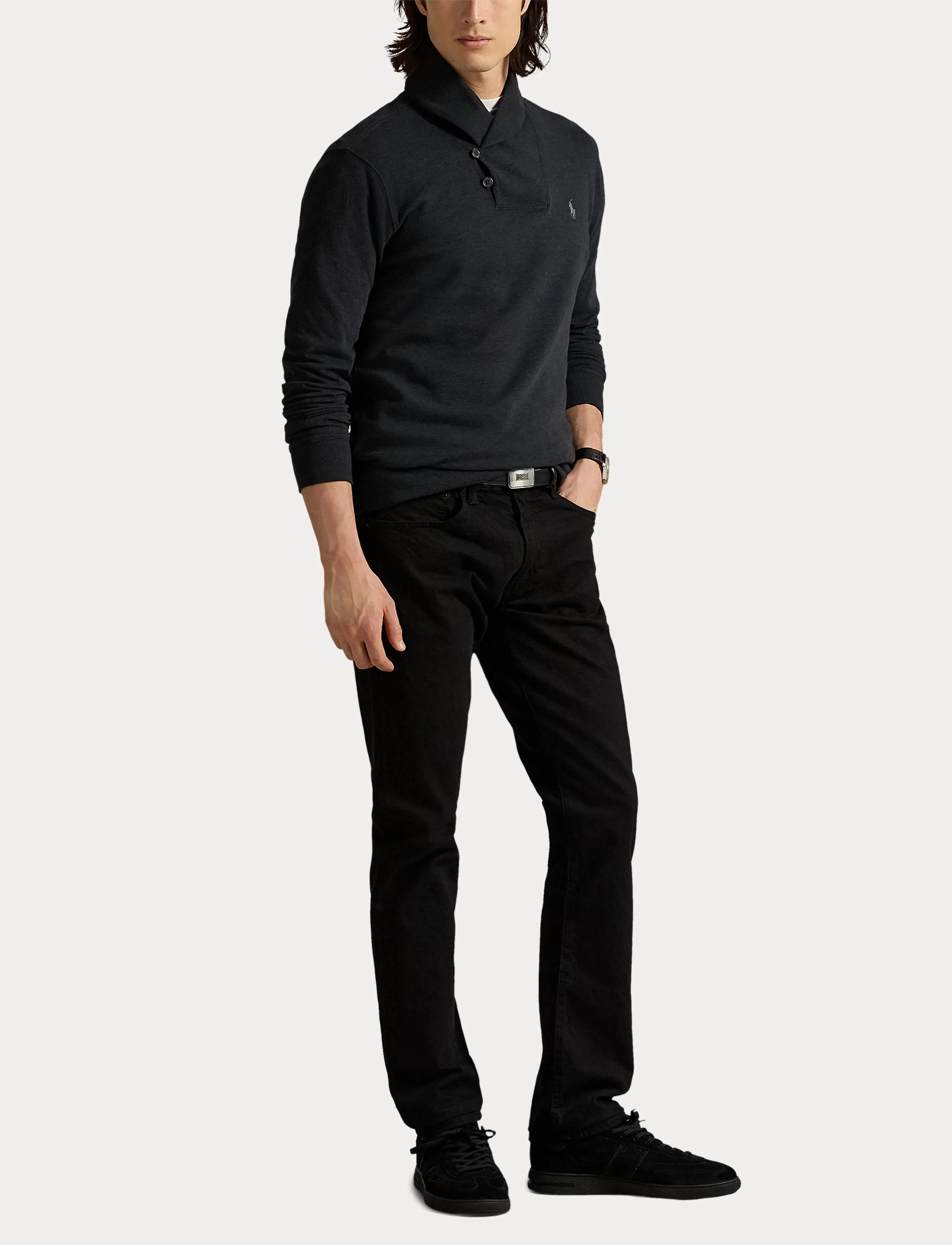 Polo Ralph Lauren - Luxury Jersey Shawl-Collar Pullover - shop efter anledning - polo black heathe - 4