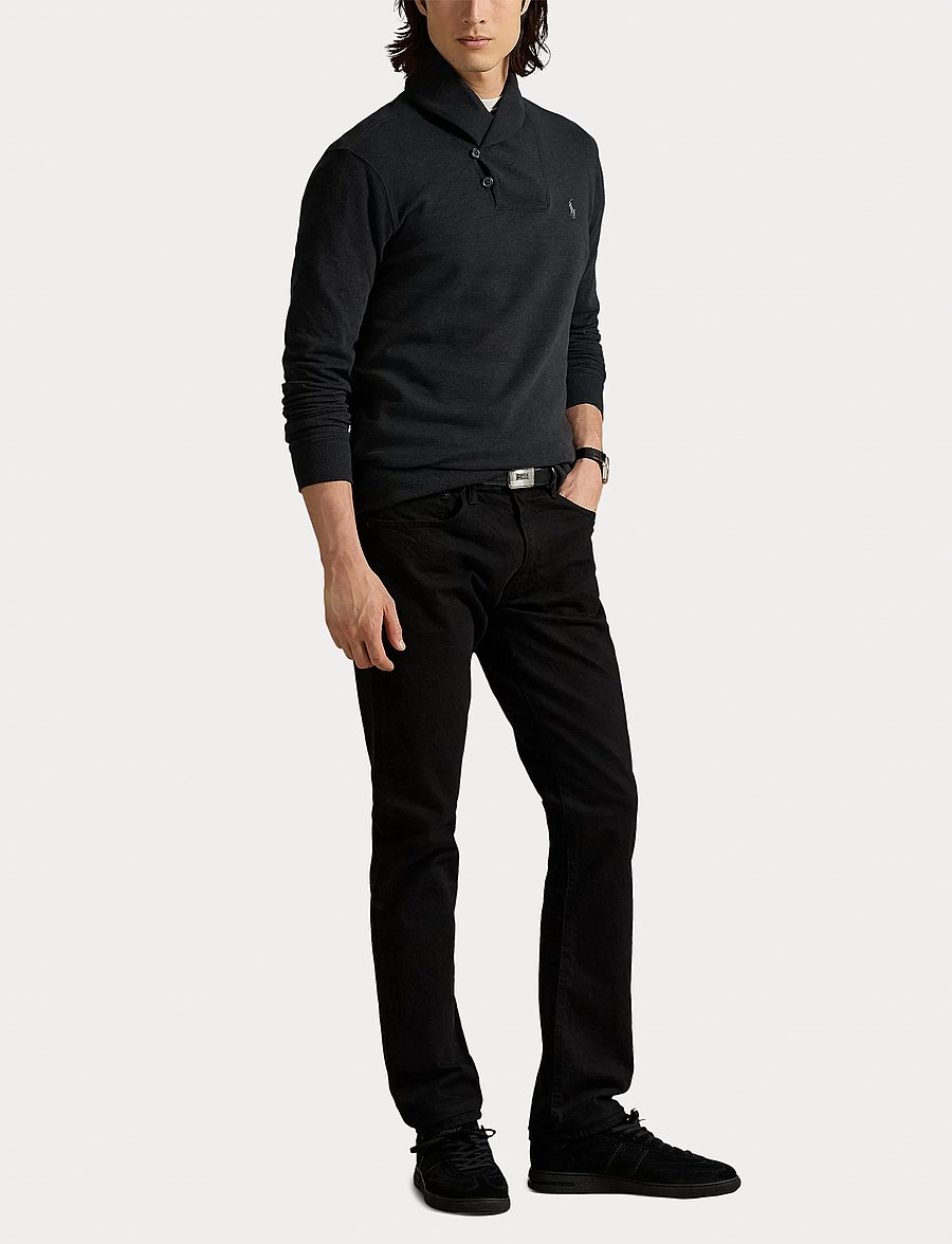 Polo Ralph Lauren - Luxury Jersey Shawl-Collar Pullover - v-ausschnitt - polo black heathe - 4