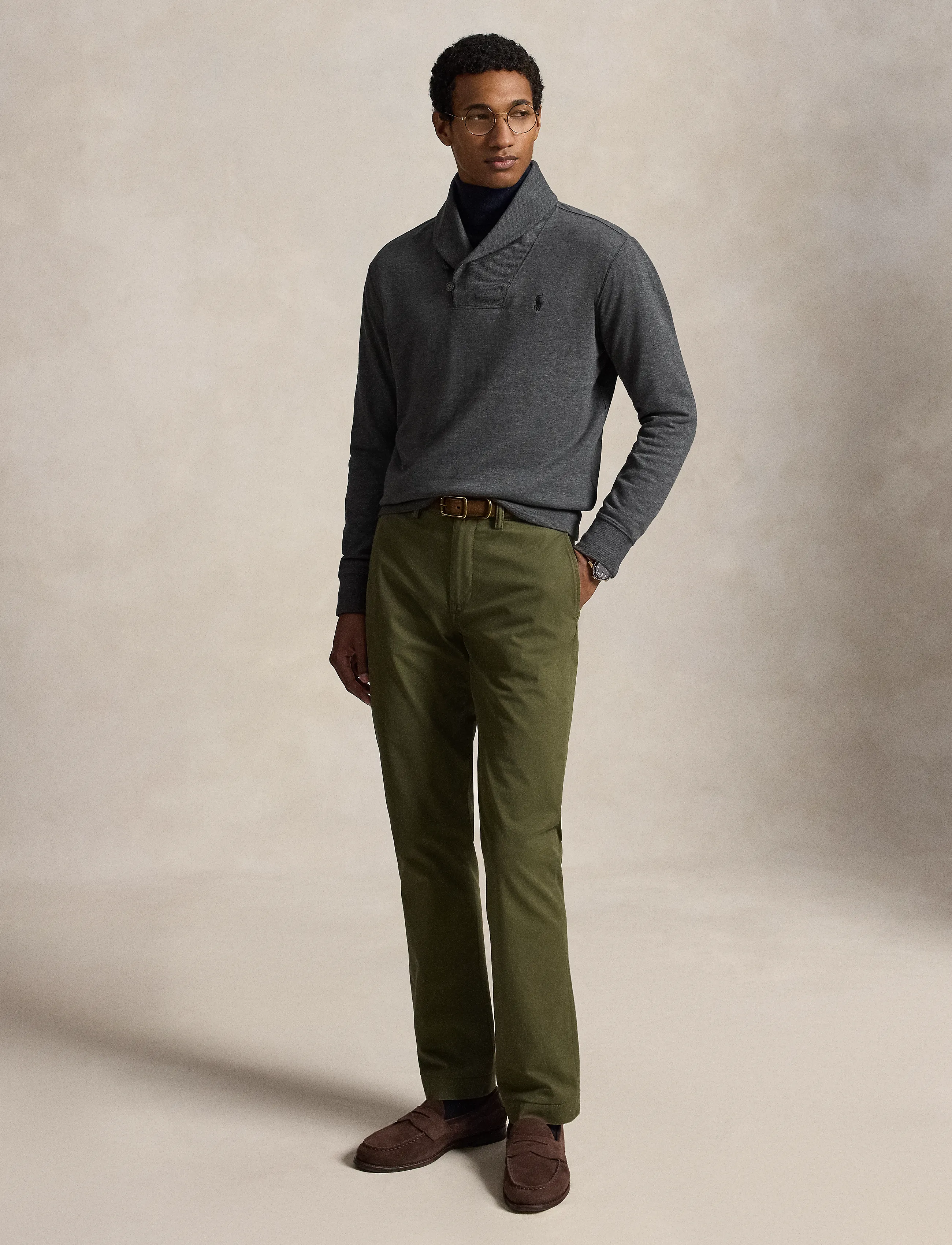 Polo Ralph Lauren - Luxury Jersey Shawl-Collar Pullover - sweatshirts - windsor heather/c - 4