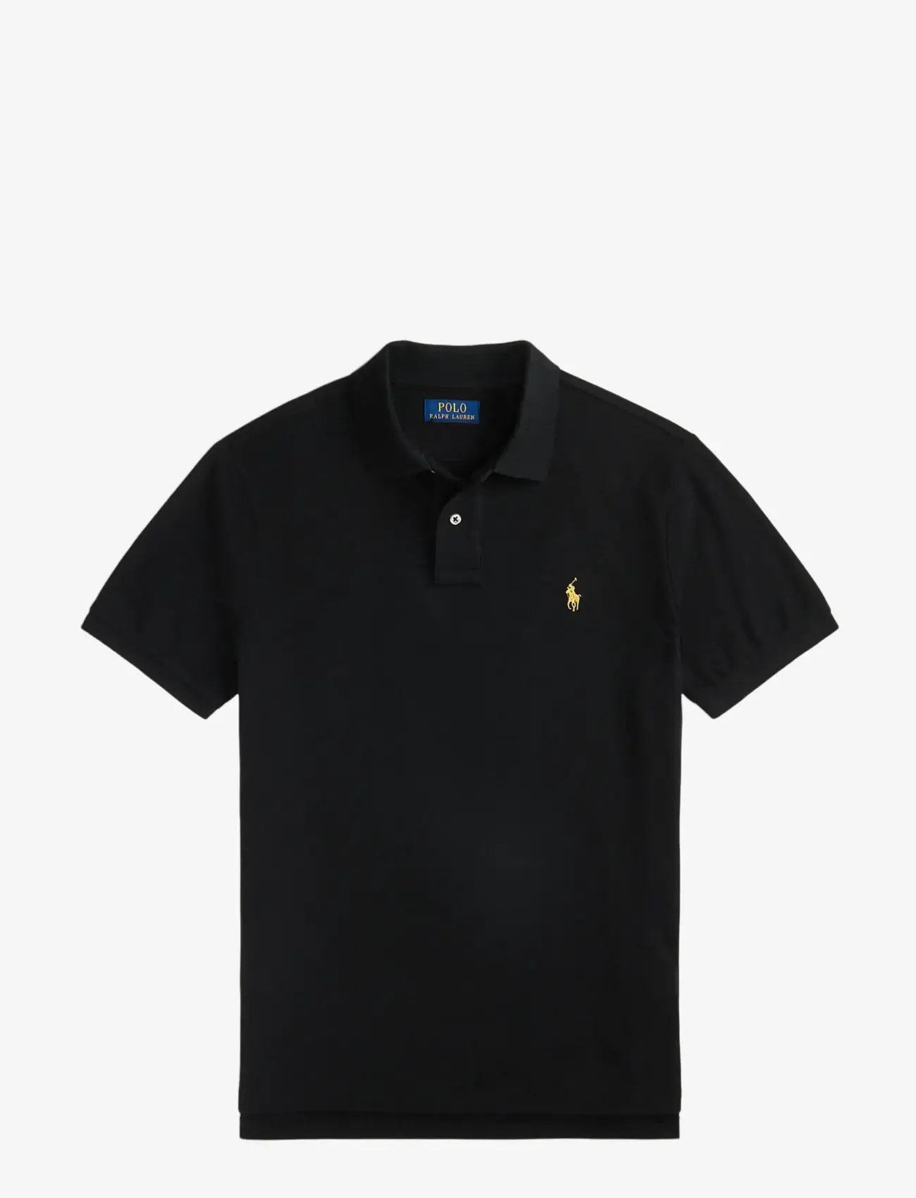 Polo Ralph Lauren - Custom Slim Plaid-Trim Mesh Polo Shirt - stutterma polo - polo black - 1