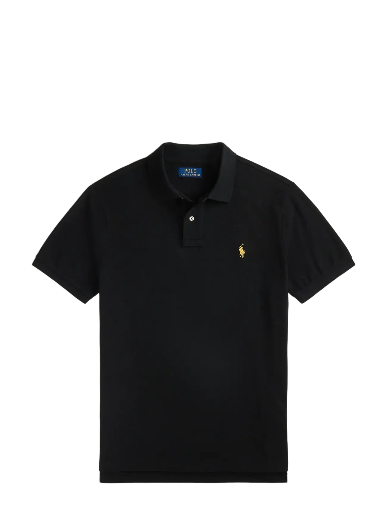 Custom Slim Plaid-Trim Mesh Polo Shirt - POLO BLACK
