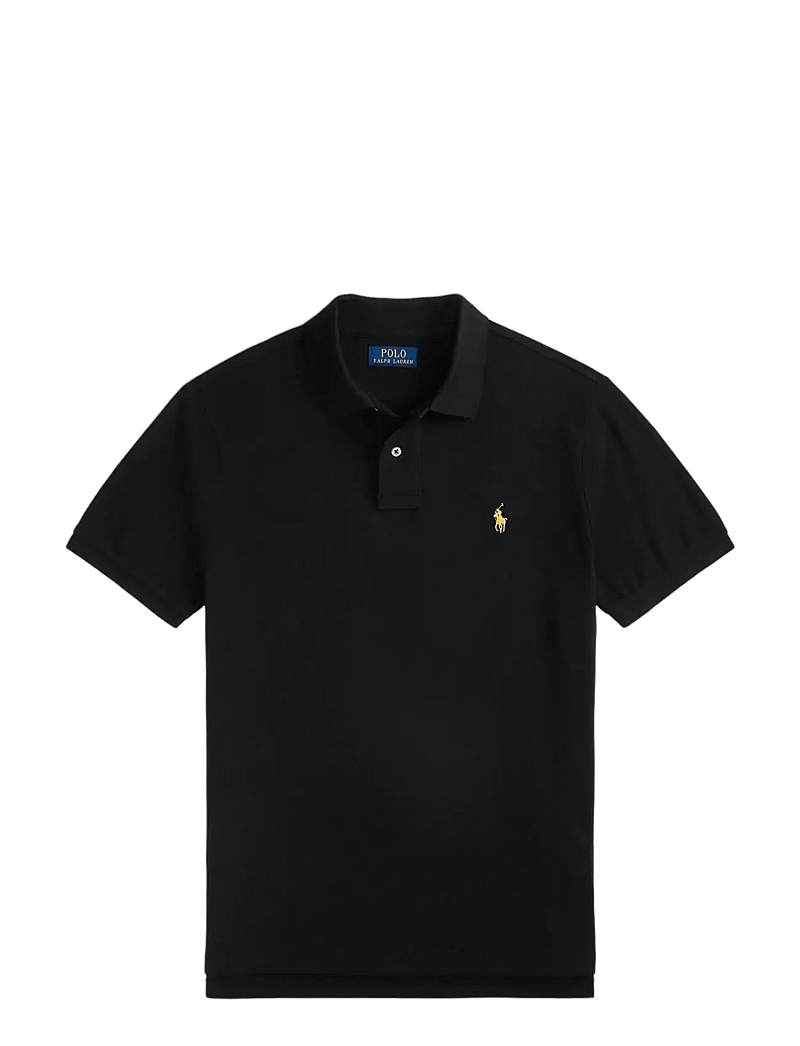 Polo Ralph Lauren - Custom Slim Plaid-Trim Mesh Polo Shirt - kortärmade pikéer - polo black - 1