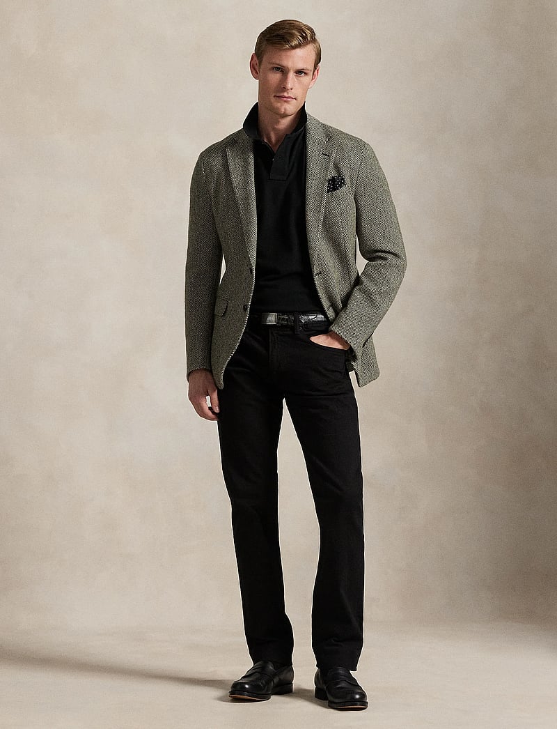 Polo Ralph Lauren - Custom Slim Plaid-Trim Mesh Polo Shirt - kortärmade pikéer - polo black - 0