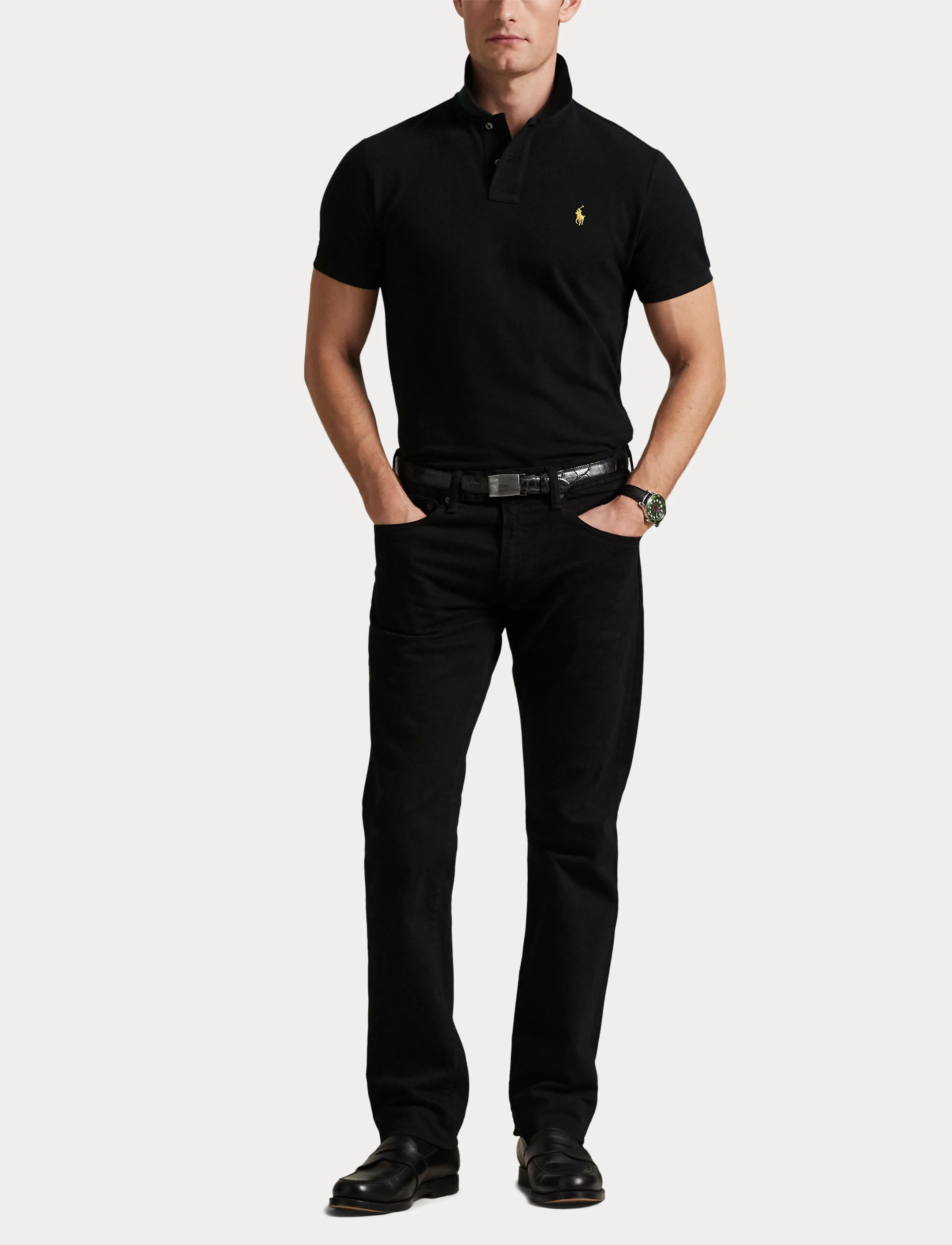 Polo Ralph Lauren Custom Slim Plaid-Trim Mesh Polo Shirt pikéer herr – bild 4