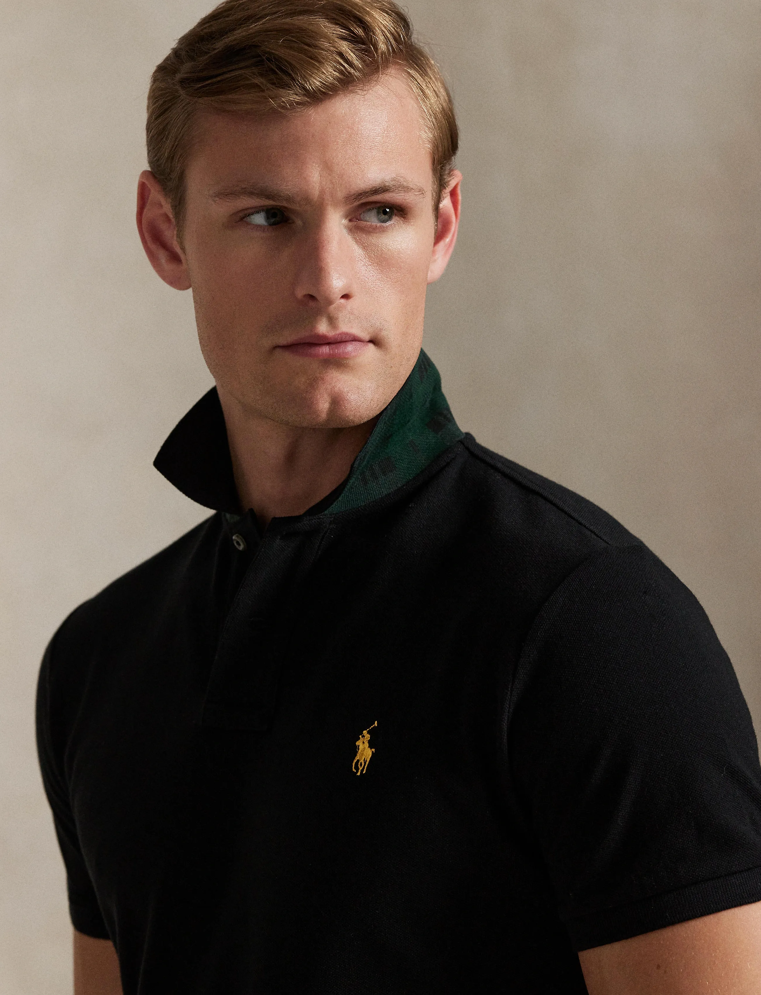 Polo Ralph Lauren Custom Slim Plaid-Trim Mesh Polo Shirt pikéer herr – bild 7