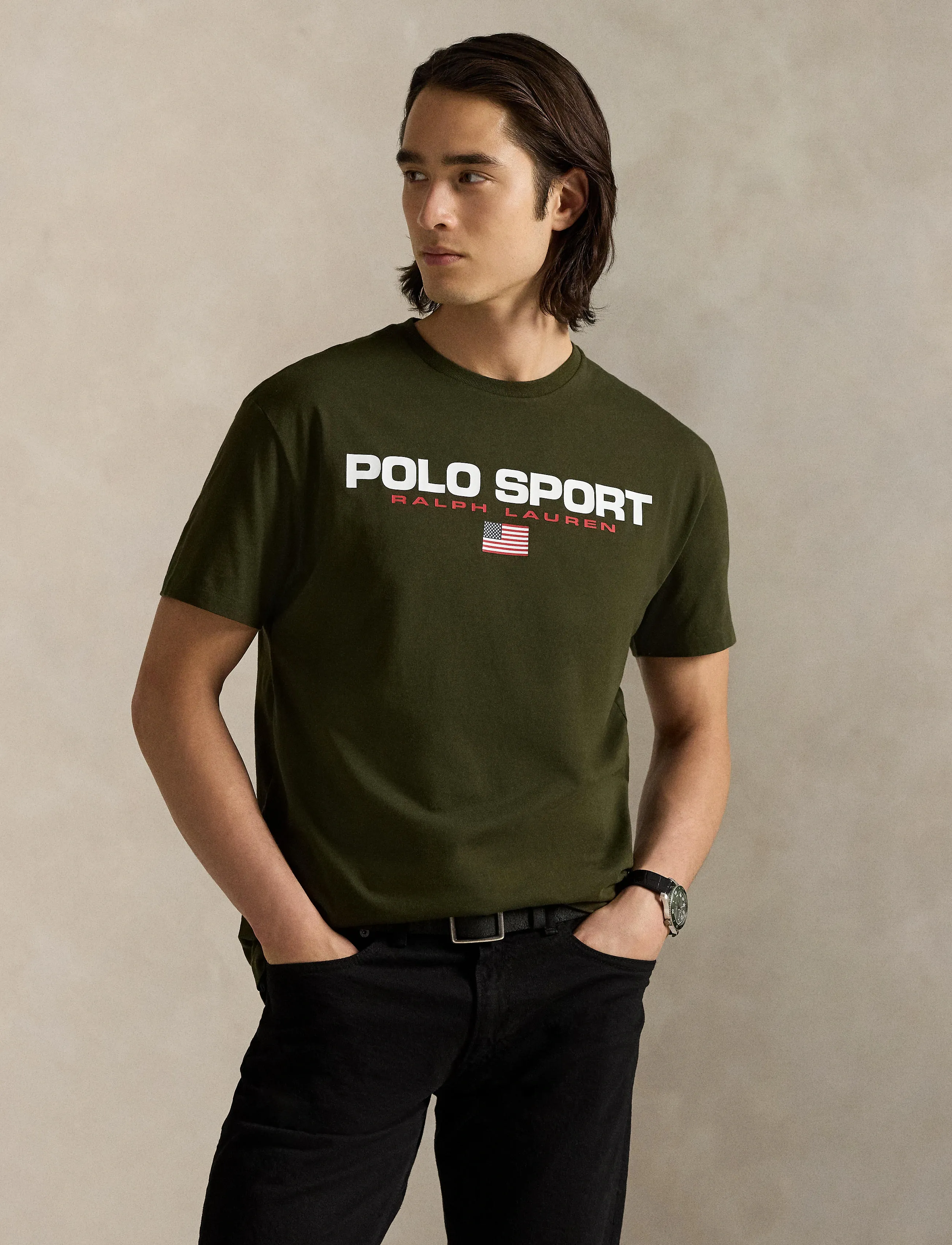 Polo Ralph Lauren Classic Fit Polo Sport Jersey T-Shirt - T-Shirts - COMPANY OLIVE / green
