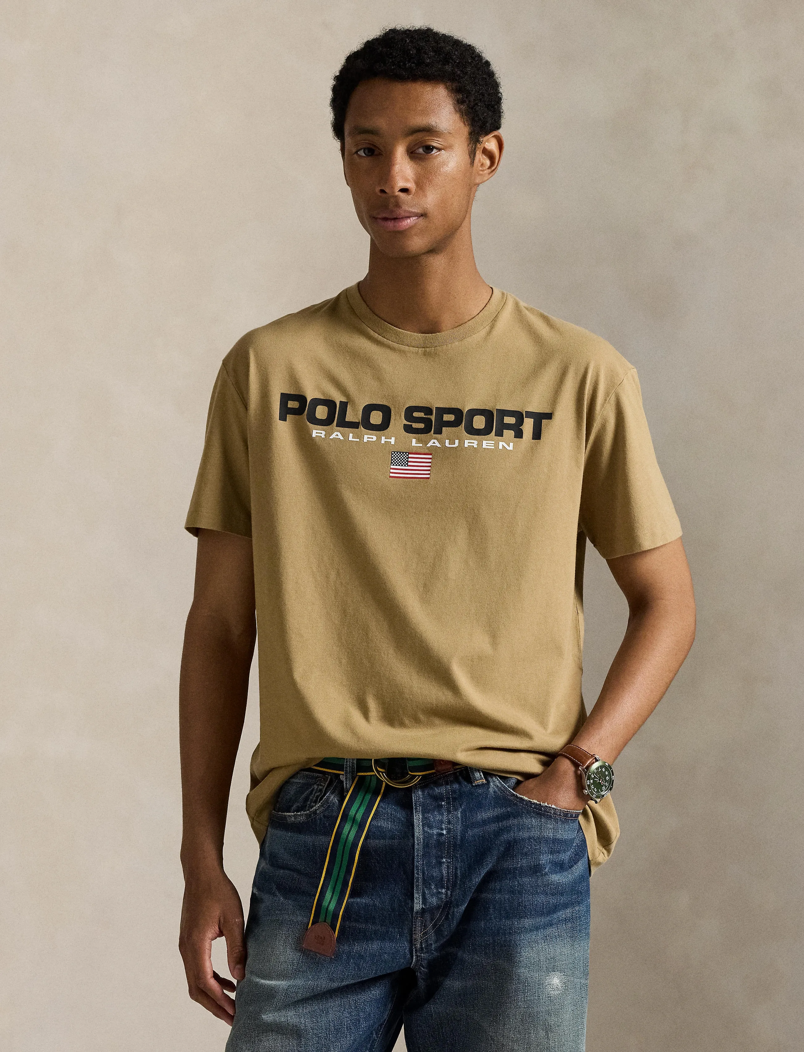 Polo Ralph Lauren Classic Fit Polo Sport Jersey T-Shirt - T-shirts - DESERT KHAKI / brown