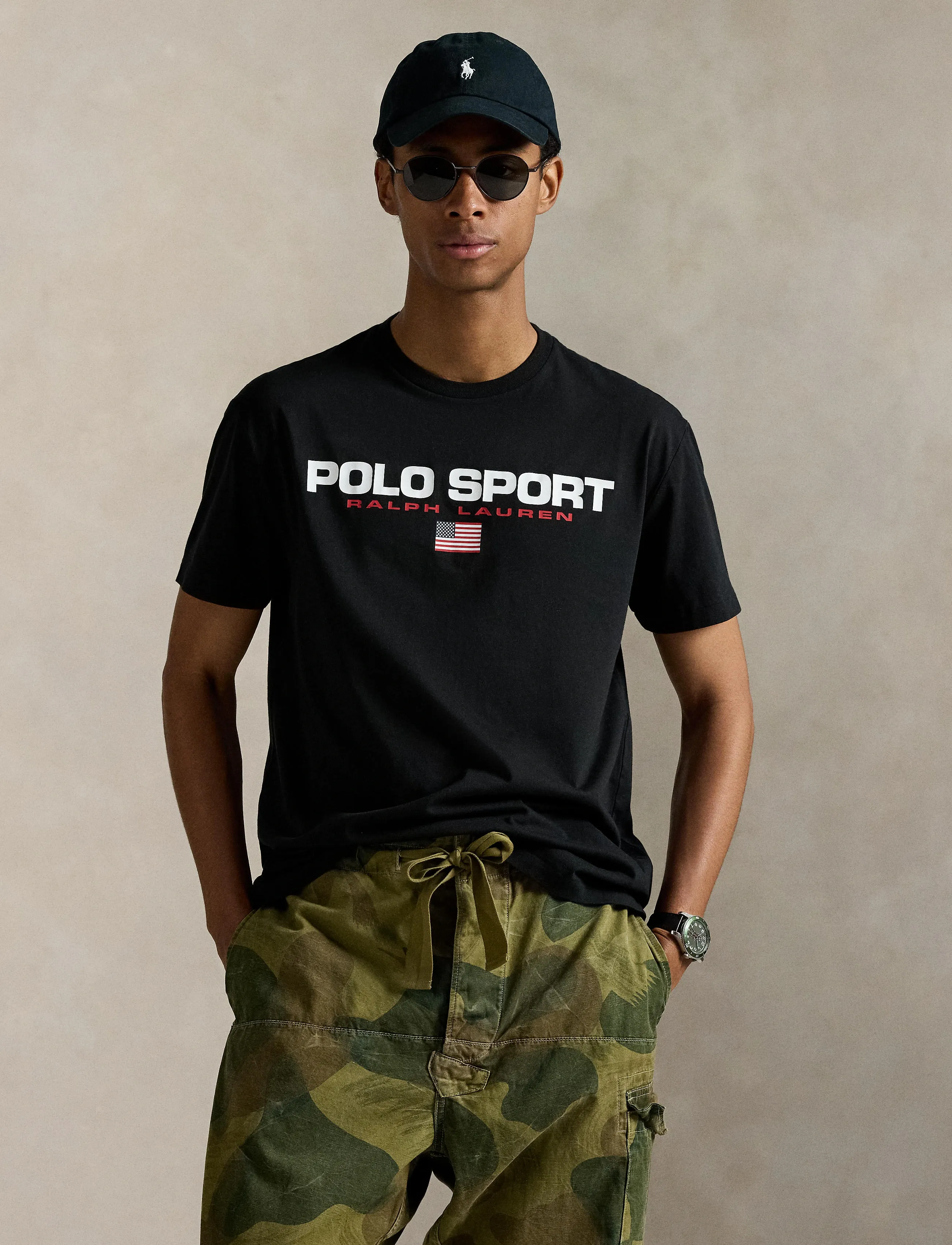 Polo Ralph Lauren Classic Fit Polo Sport Jersey T-Shirt, XS, Black, T-Shirts > Kortærmede, Herre