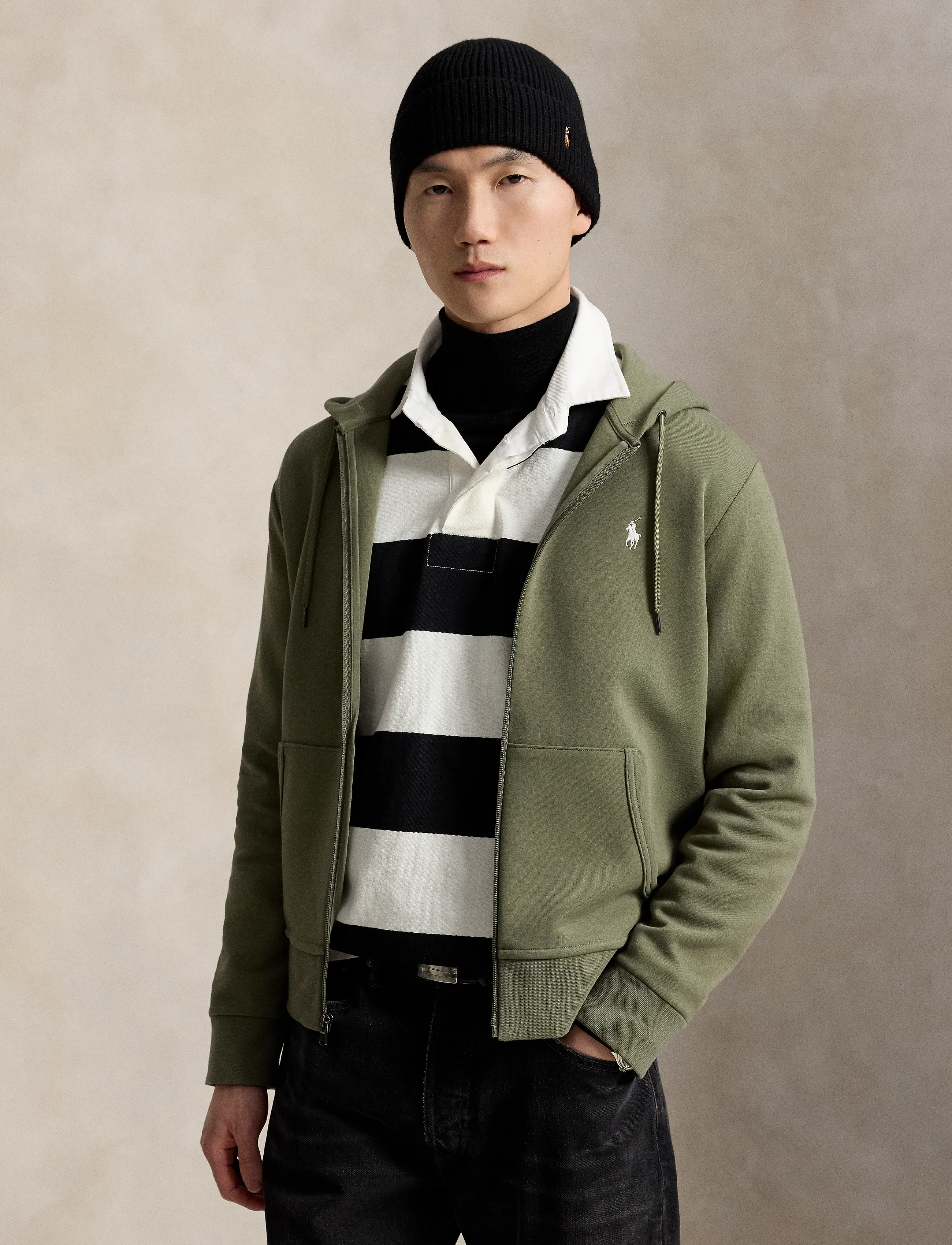 Polo Ralph Lauren Double-Knit Full-Zip Hoodie - Sweatshirts - CRUISE OLIVE/C173 / khaki/green