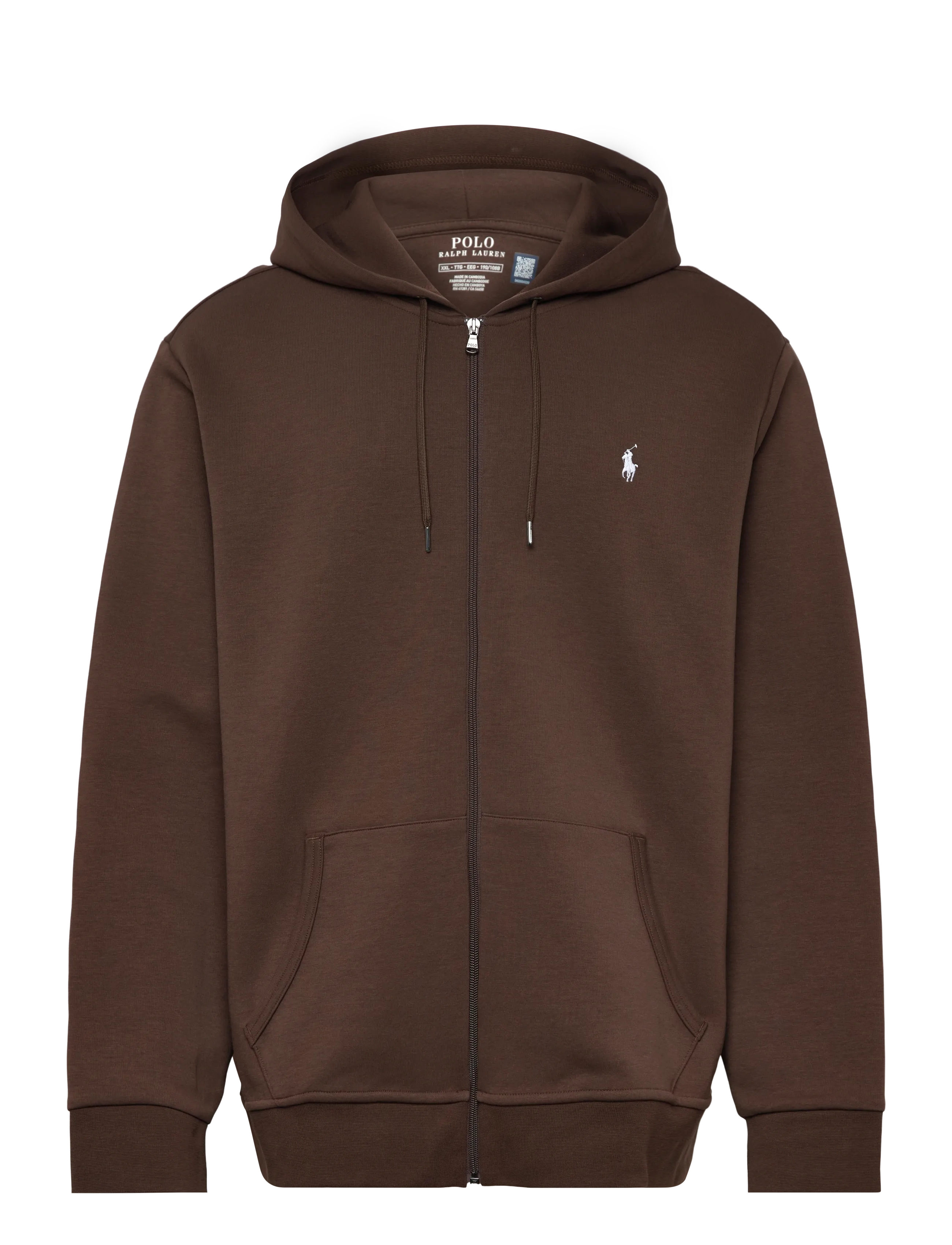Polo Ralph Lauren Double-Knit Full-Zip Hoodie, Mænd, Lynlås Hættetrøje, Brun, Str: M