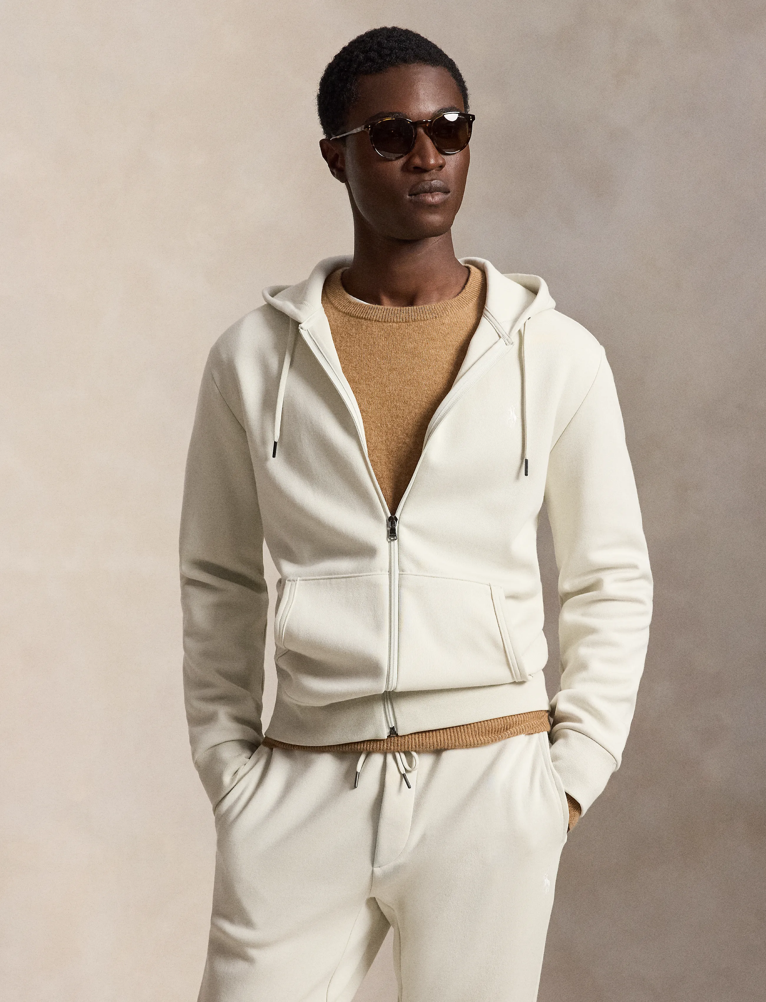 Polo Ralph Lauren Double-Knit Full-Zip Hoodie - Kapuutsiga pusad - STONE PEBBLE/C173 / cream