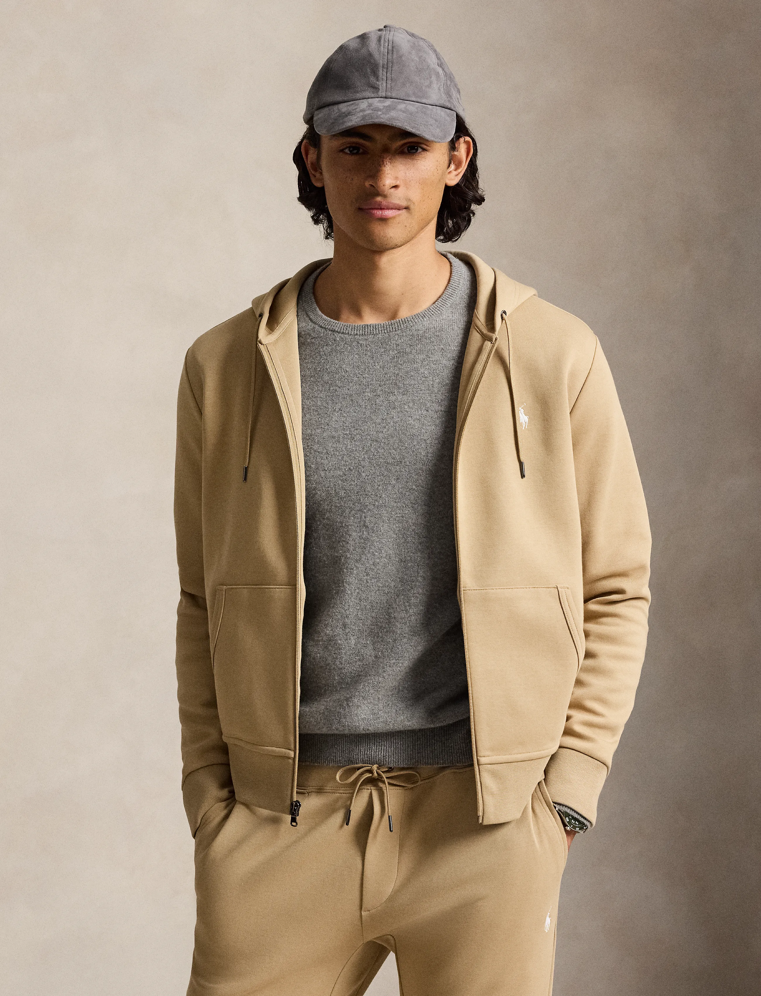 Polo Ralph Lauren Double-Knit Full-Zip Hoodie, S, Beige, Sweatshirts & Hættetrøjer > Hættetrøjer, Herre