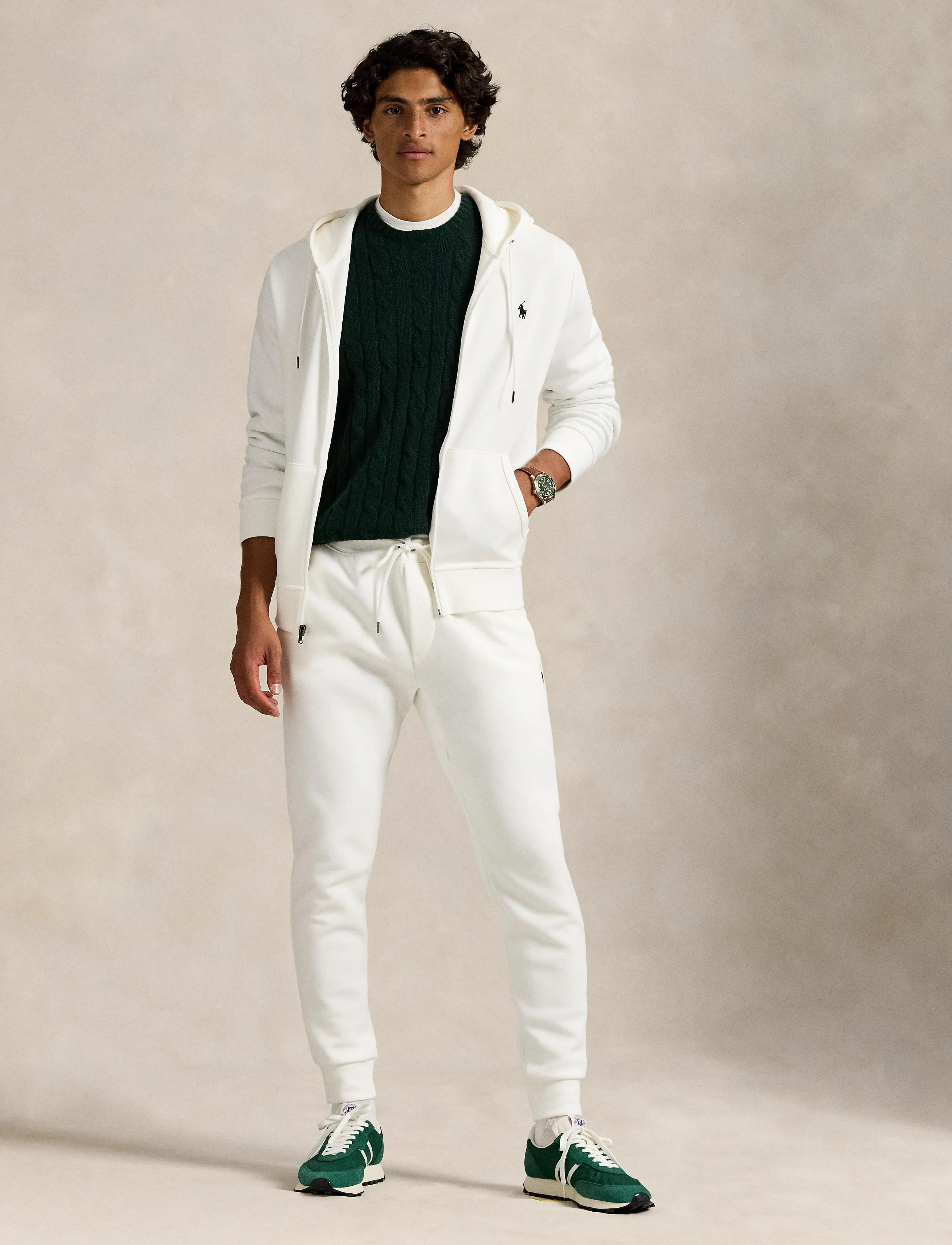 Polo Ralph Lauren 30/1 DOUBLE KNT CVC-LSL-KNT - Kapuzenpullover - WHITE/C9760 / white