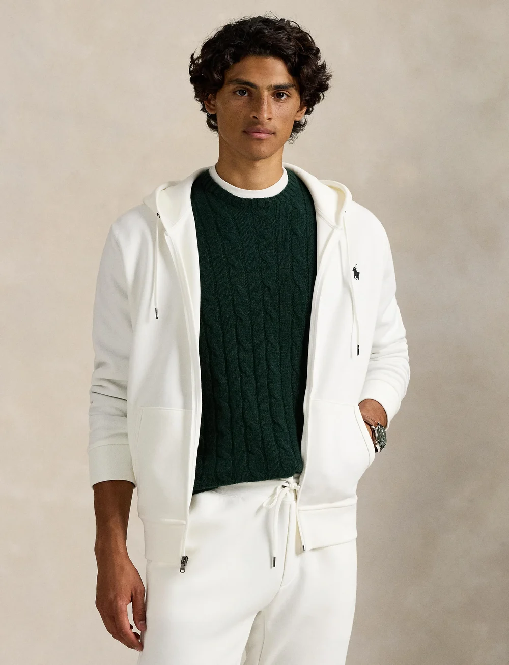 Polo Ralph Lauren - 30/1 DOUBLE KNT CVC-LSL-KNT - kapuzenpullover - white/c9760 - 3