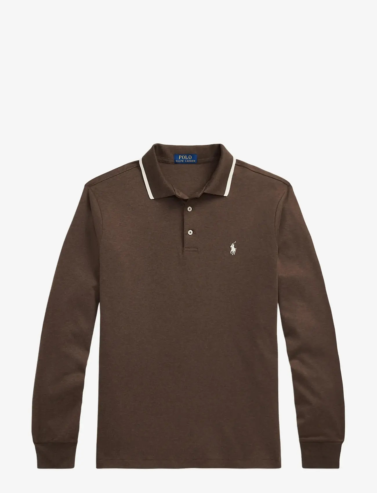 Polo Ralph Lauren - Custom Slim Fit Soft Cotton Polo Shirt - long-sleeved polos - nutmeg brown heat - 1