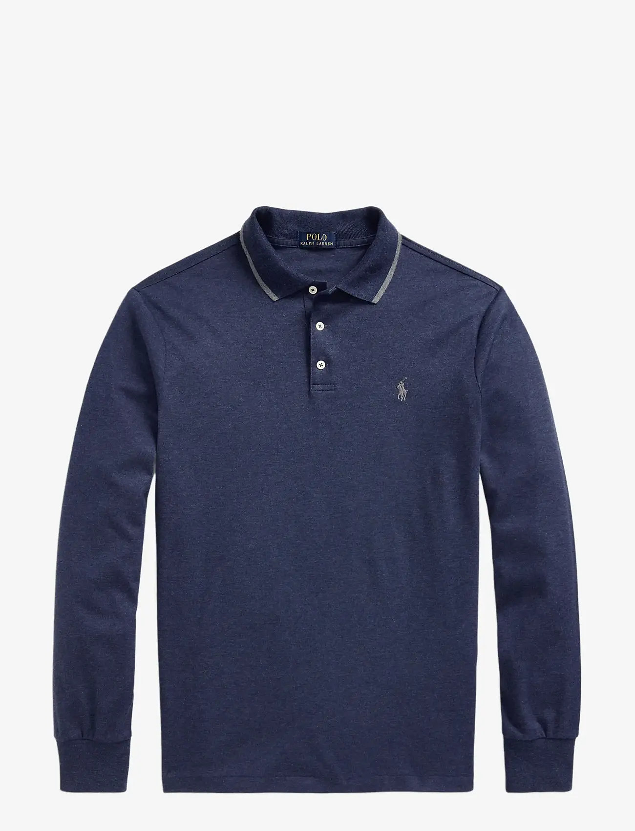 Polo Ralph Lauren - Custom Slim Fit Soft Cotton Polo Shirt - langærmede poloer - spring navy heath - 1