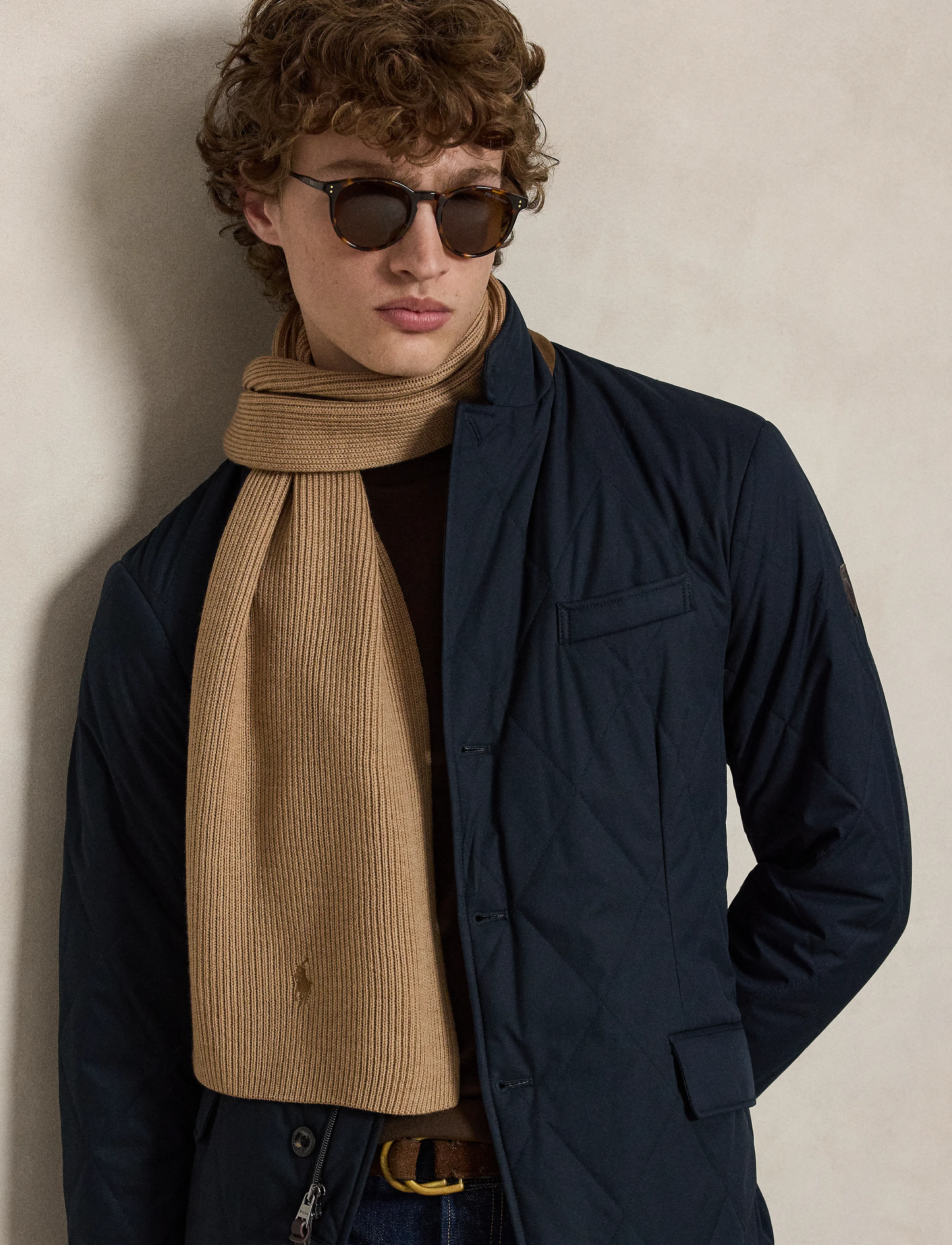 Polo Ralph Lauren Ullhalsduk med vår ikoniska polohäst - Preppy - CAMEL MELANGE W/C / beige