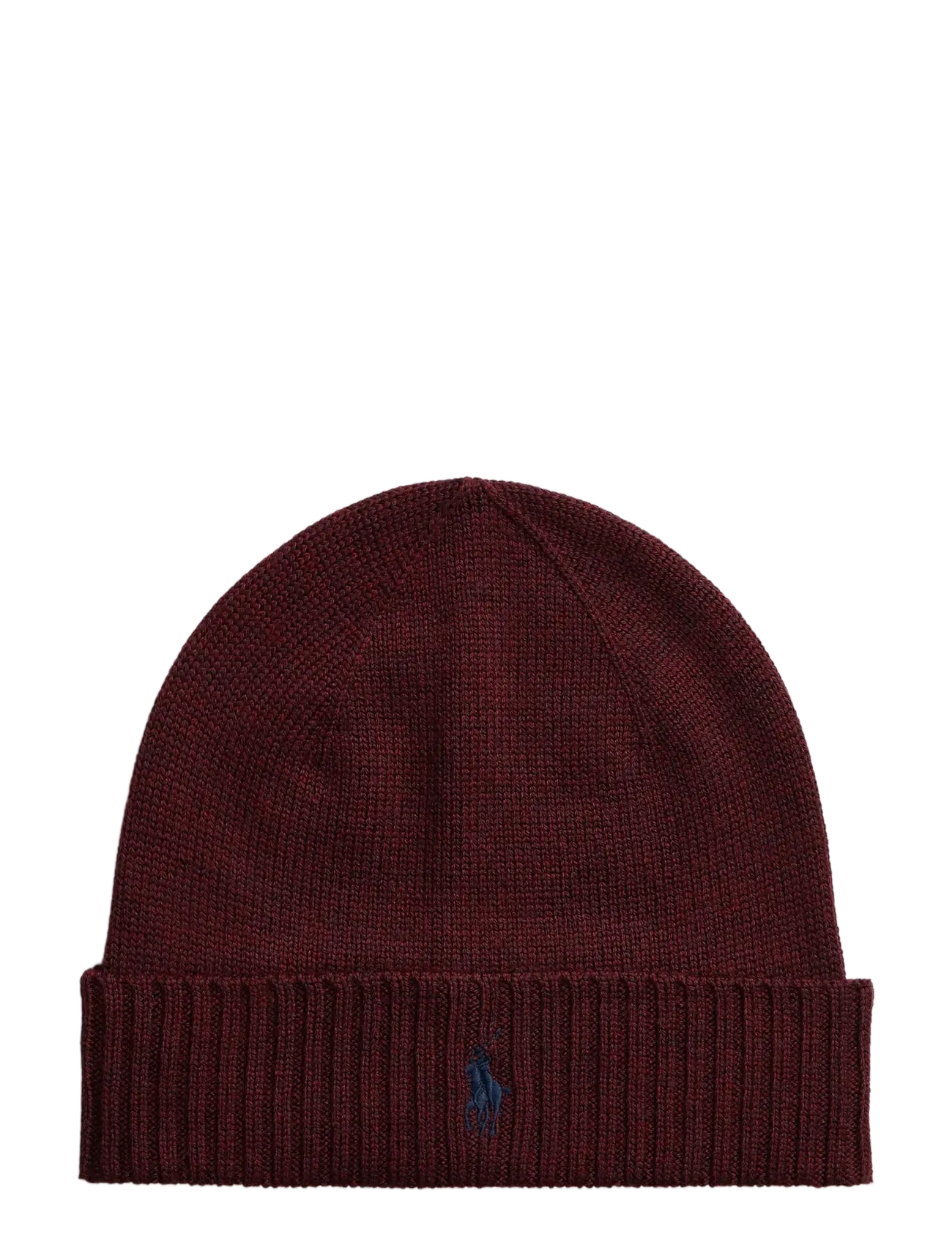 Polo Ralph Lauren Signature Pony Wool Beanie - Beanies - AGED WINE HEATHER / red