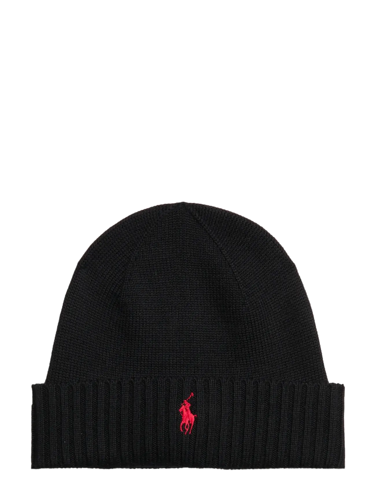 Polo Ralph Lauren Signature Pony Wool Beanie, One Size, Black, Hovedbeklædning > Huer, Herre