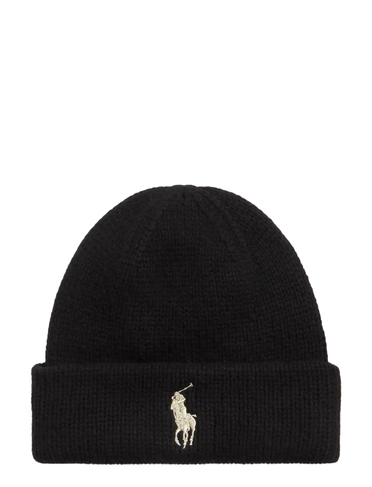 Polo Ralph Lauren Signature Pony Wool Beanie - Accessories - POLO BLACK/GOLD P / black