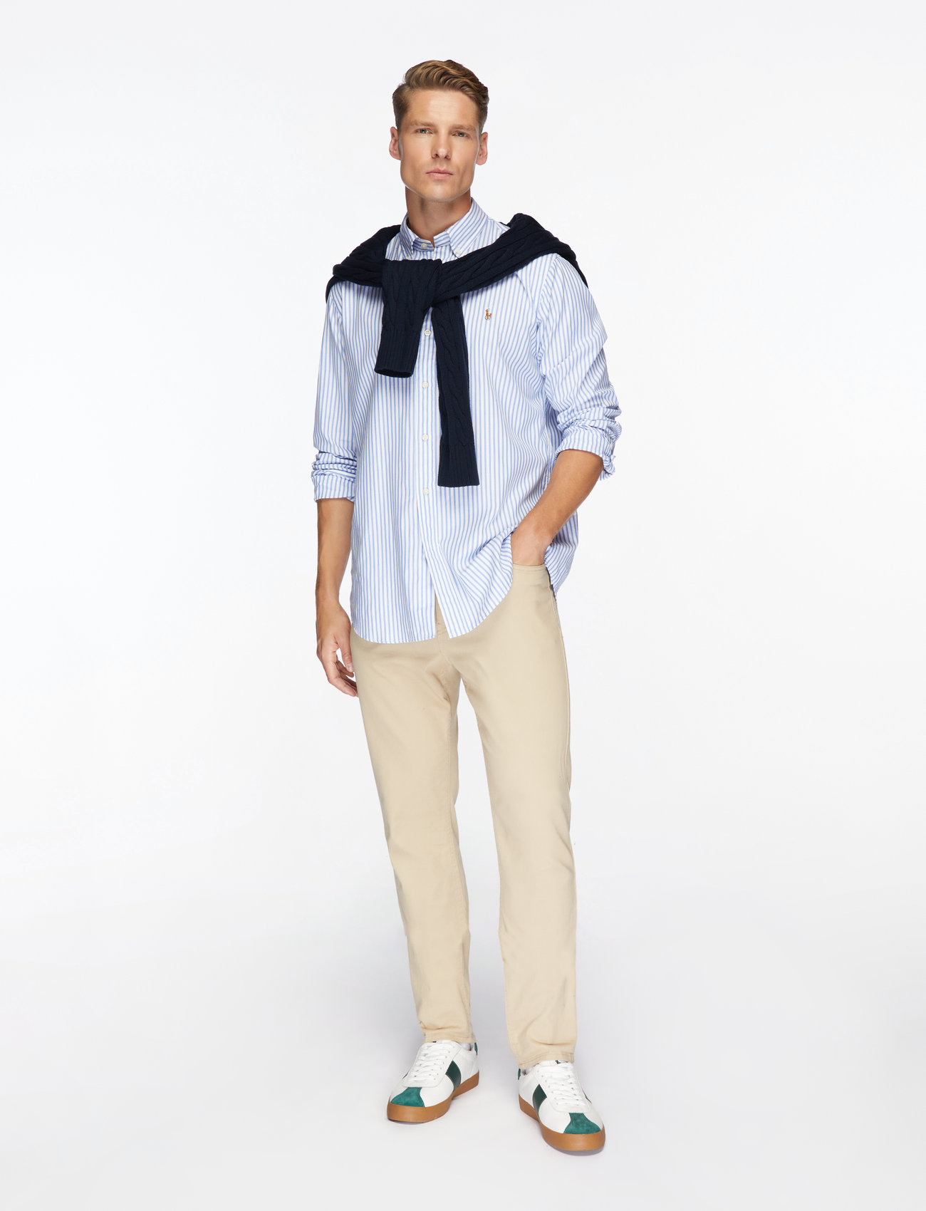 Polo Ralph Lauren - Custom Fit Striped Stretch Oxford Shirt - basic skjorter - 5527a blue/white - 3