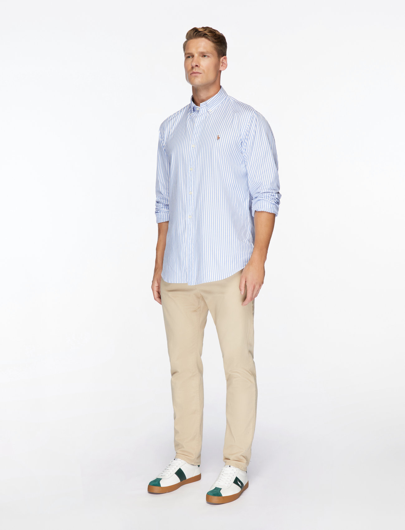 Polo Ralph Lauren - Custom Fit Striped Stretch Oxford Shirt - basic skjorter - 5527a blue/white - 4