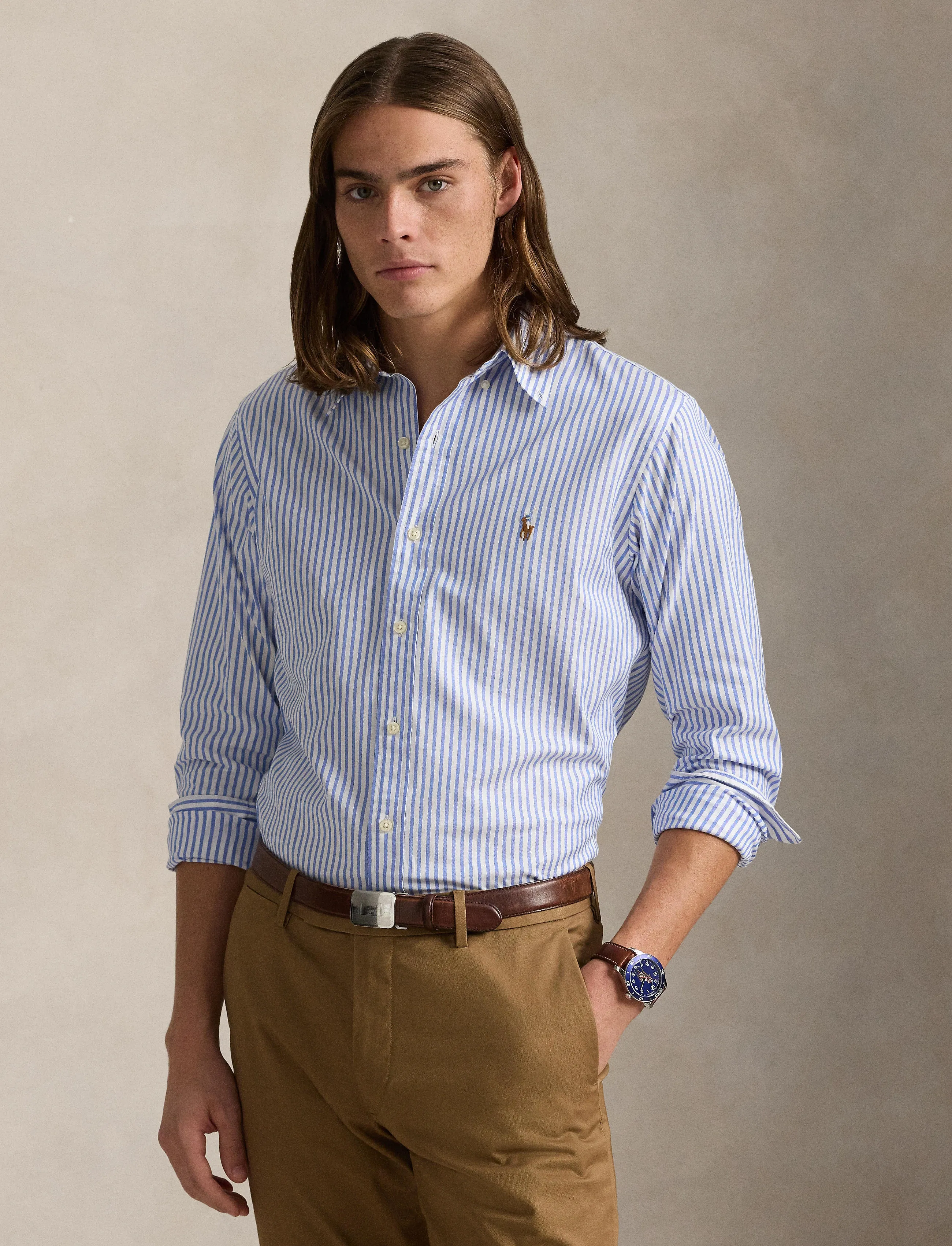 Polo Ralph Lauren - Custom Fit Striped Stretch Oxford Shirt - 5527a blue/white - 4